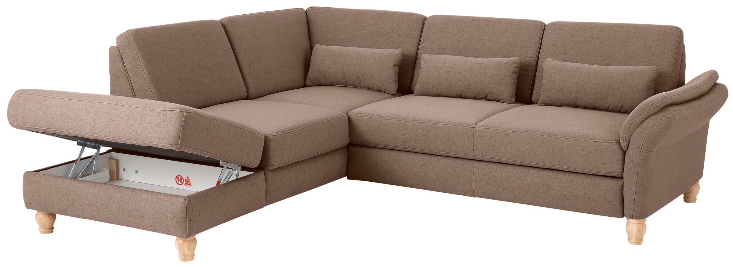 Home affaire Ecksofa »Palace L-Form«, incl. Sitztiefenverstellung, wahlweise mit Bettfunktion und Stauraum