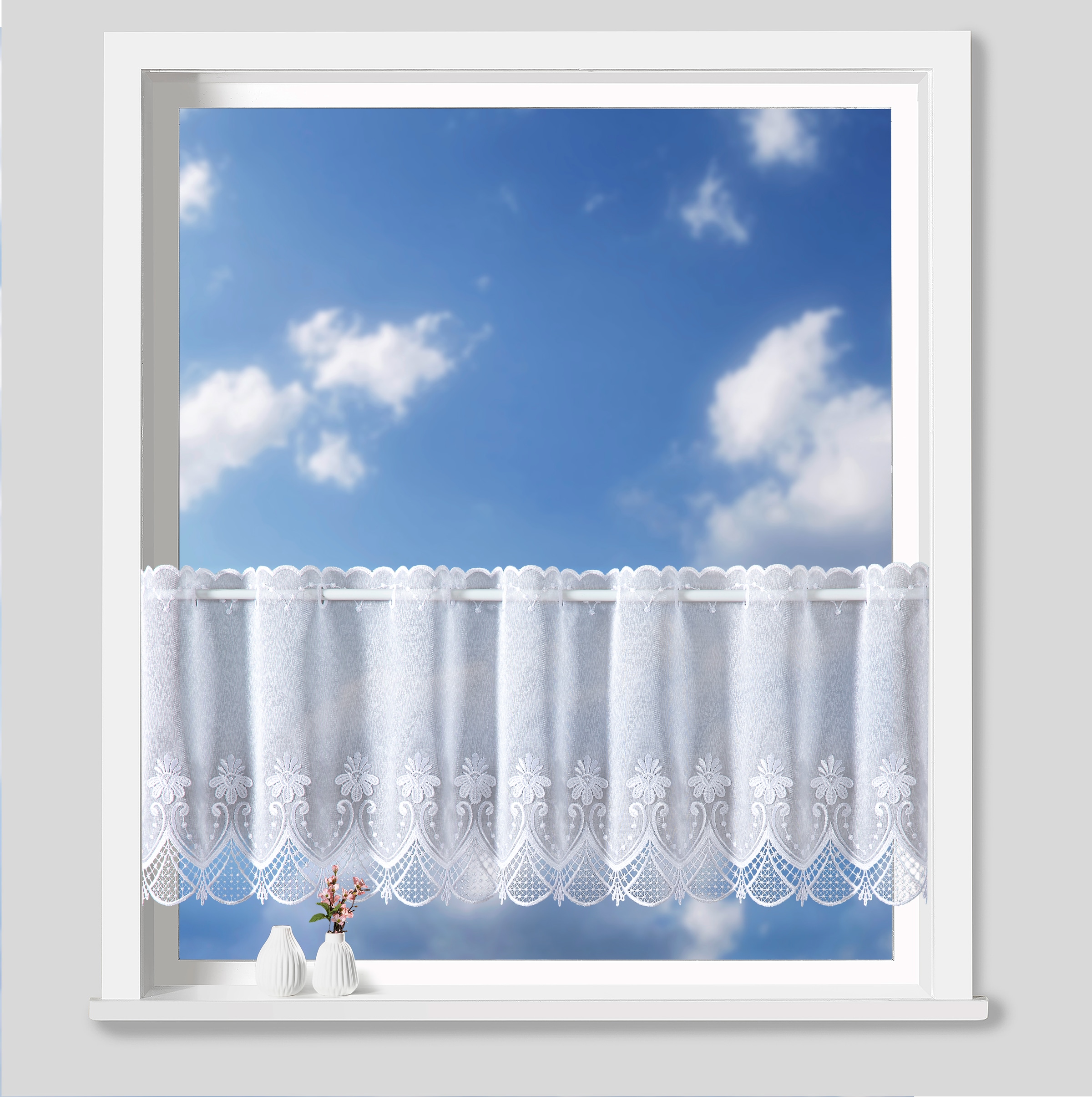 Weckbrodt Rideau à vitres sur mesure »Fiorella« Passage tige 1 cuis tlg. Bistro, Gardine, Store, nach Mass