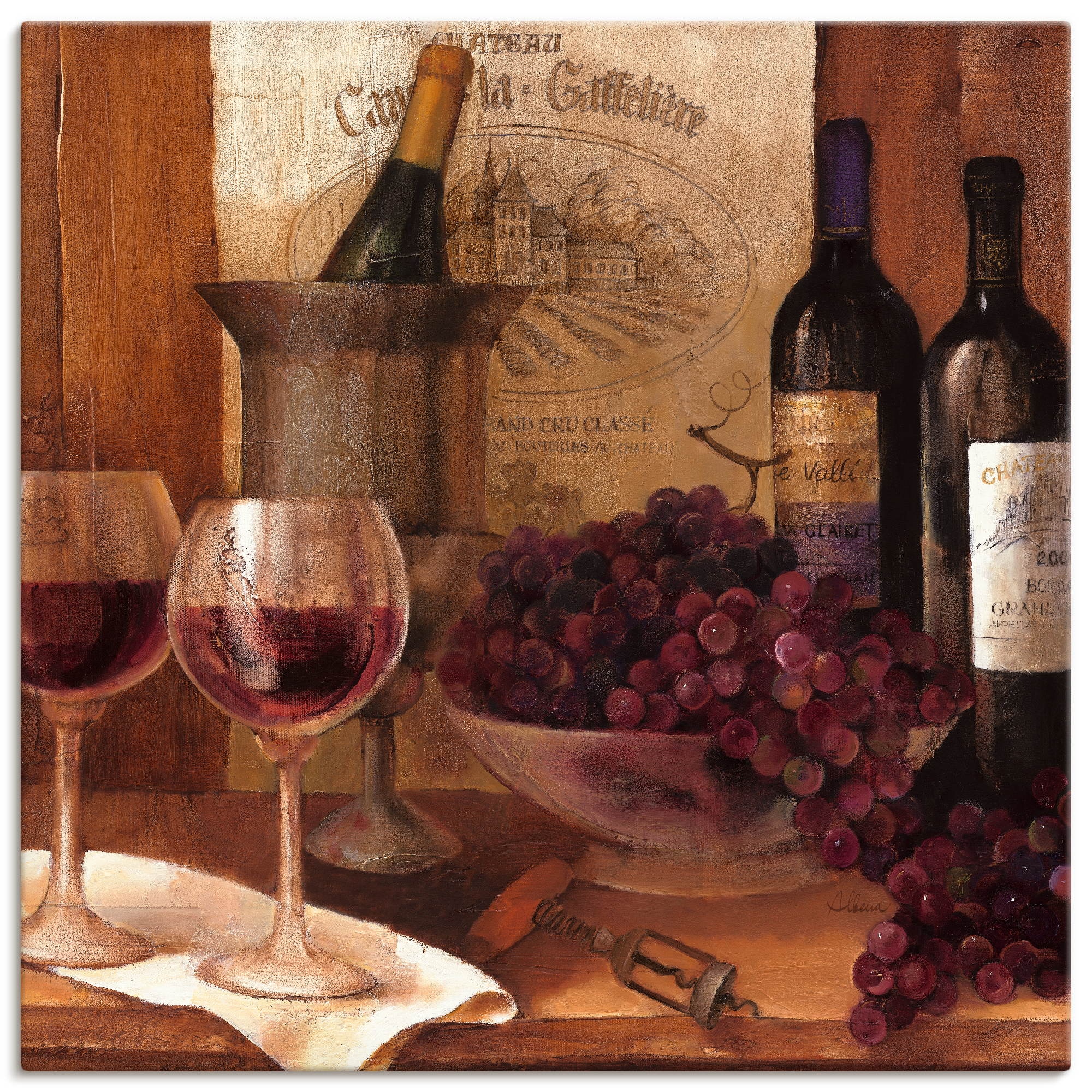 Artland Wandbild »Vintage Wein«, Getränke, (1 St.), als Leinwandbild,  Wandaufkleber oder Poster in versch. Grössen günstig kaufen