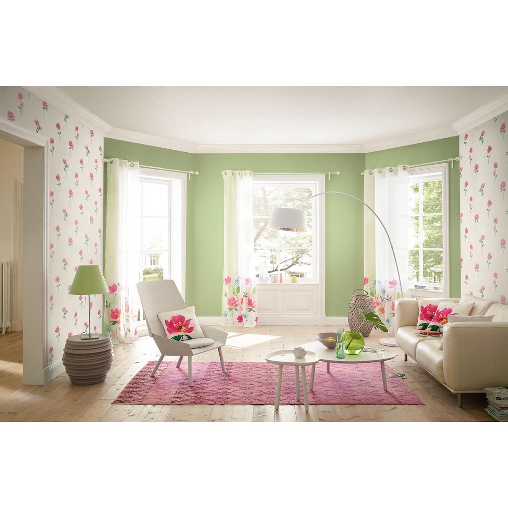 freundin Home Collection Gardine »Summer Breeze 04 weiss-bunt«, (1 St.)