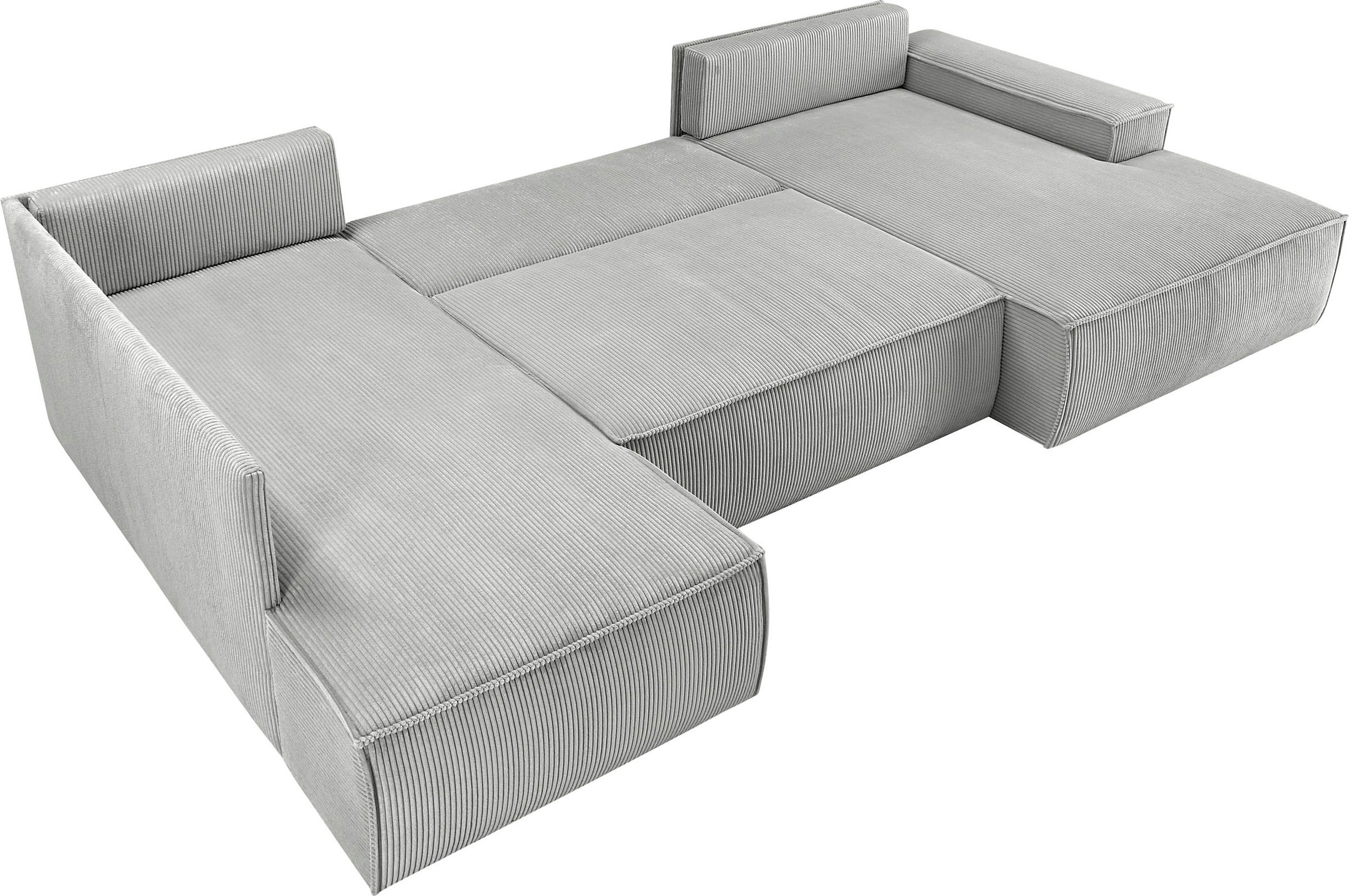 Home affaire Wohnlandschaft »SHERWOOD 329 cm, U-Form, Schlafsofa,«, Schlaffunktion m. Bettkasten (194x139 cm), Cord, Vintage, Samtvelours