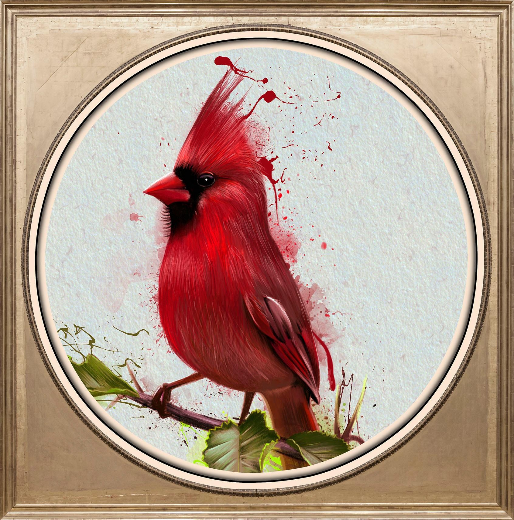 Image of queence Acrylglasbild "Roter Vogel" Gemälde Kunst Tiere Vogelbilder Vögel Fine Art-Print in Galeriequalität