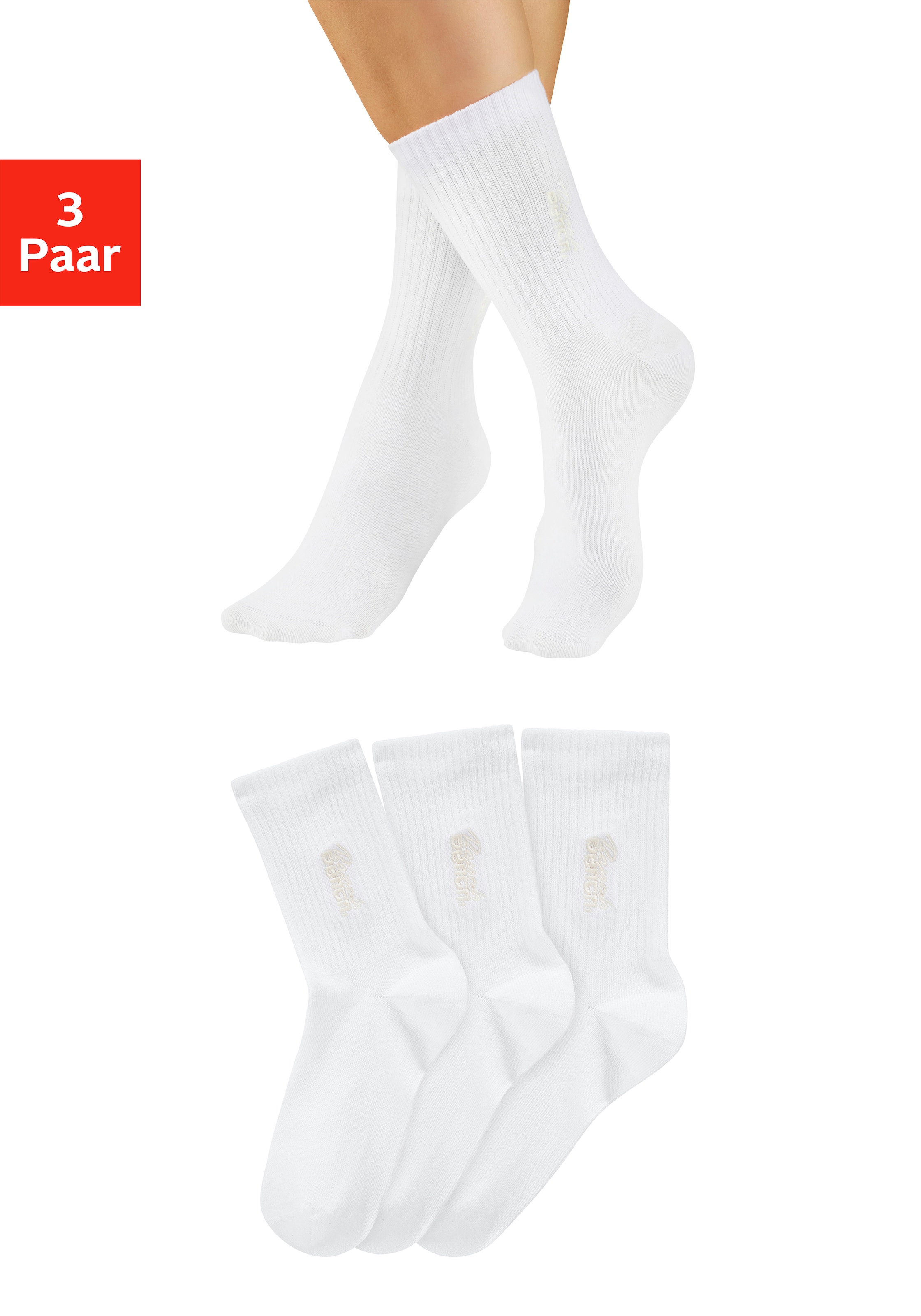 Image of Bench. Basicsocken Packung, 3 Paar tlg. mit Bench Logo Stickerei