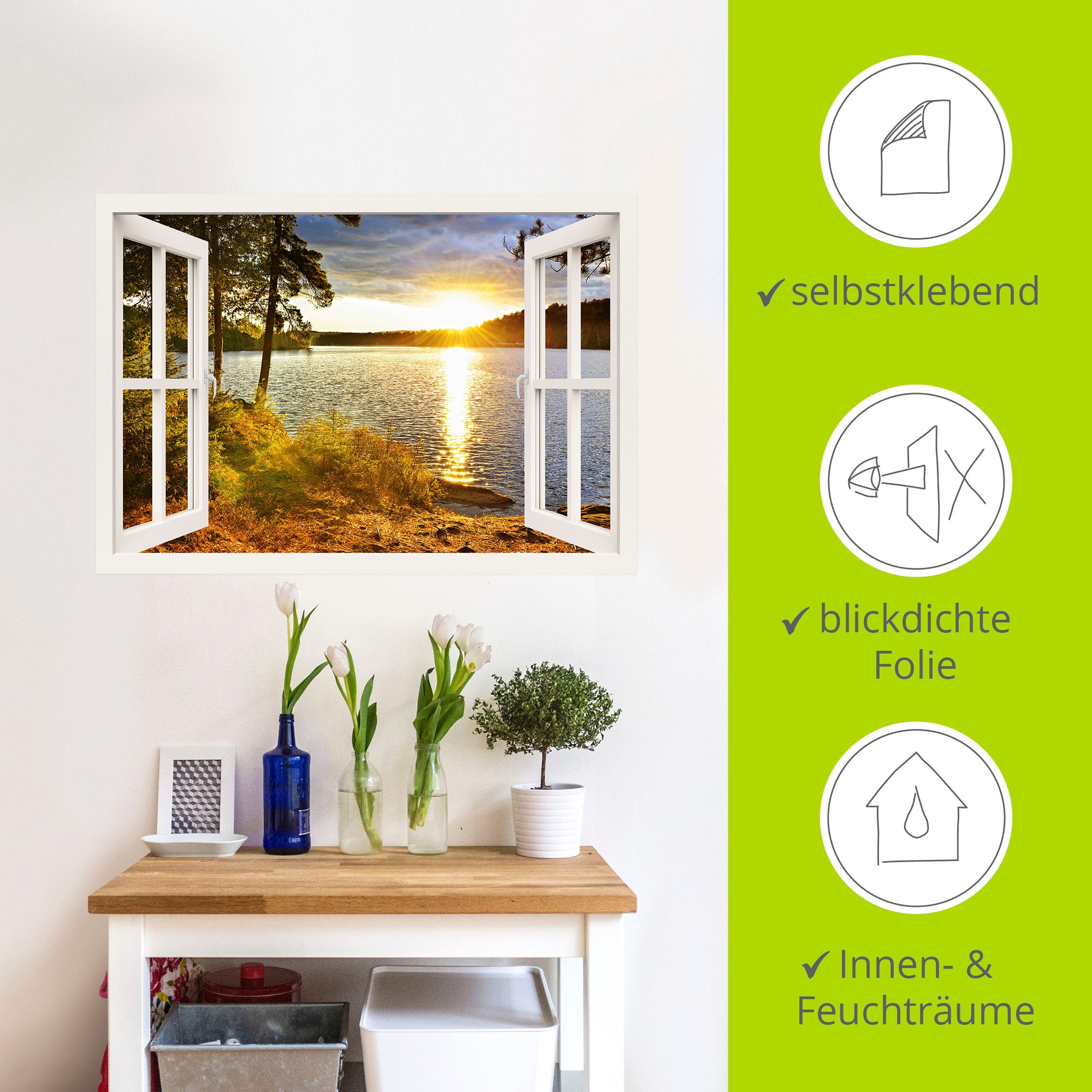 Artland Wandbild »Sonnenuntergang im Algonquin Park«, Fensterblick, (1 St.), als Leinwandbild, Poster, Wandaufkleber in verschied. Grössen