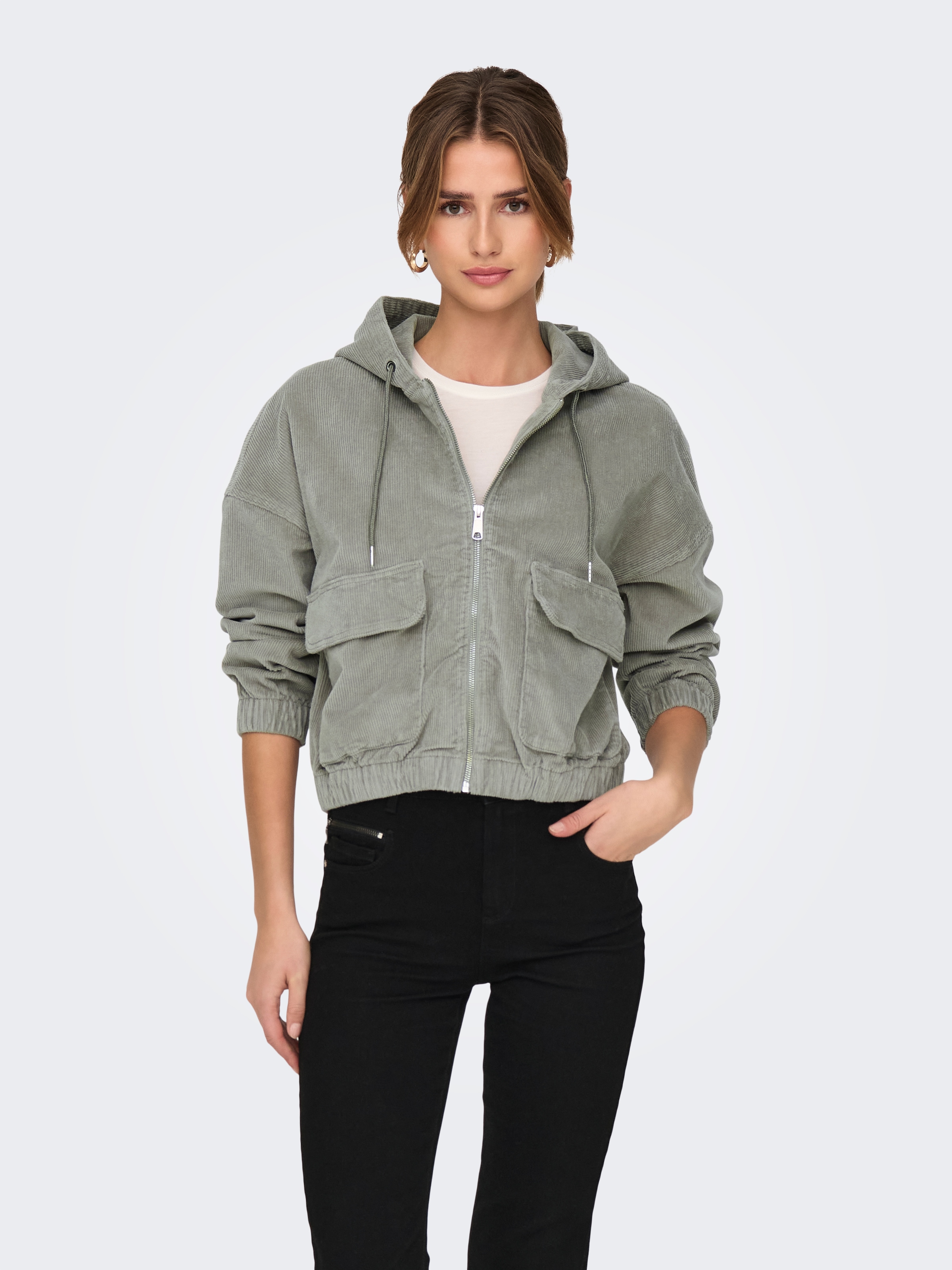 ONLY Cordjacke »ONLKENZIE L/S CORD JACKET PNT NOOS«, mit Kapuze