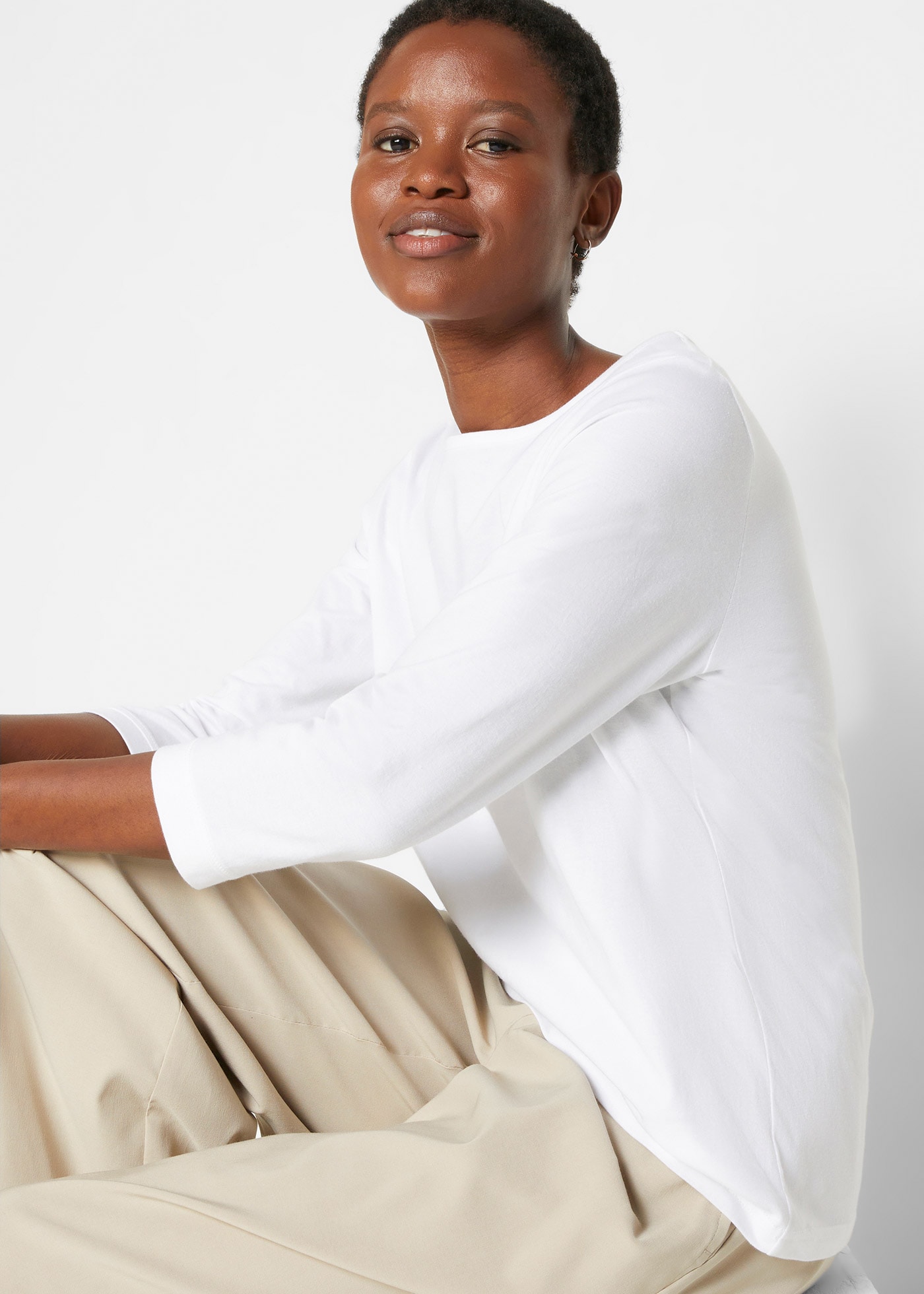 bonprix T-Shirt Packung, 5 Stk. lässig geschnittene Passform, 3/4-Ärmel, Rundhalsausschnitt