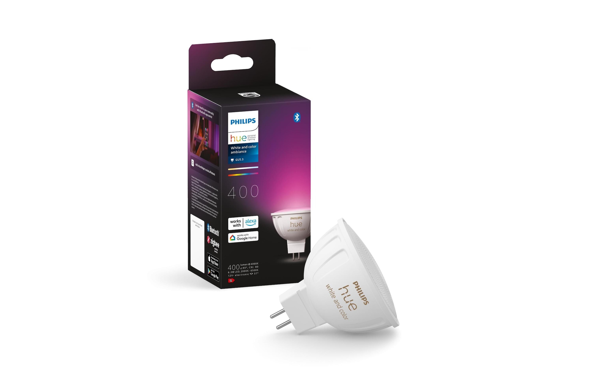Philips Hue Lampe LED intelligente »White & Col. Amb. MR16 Einzelpack, 400 lm«