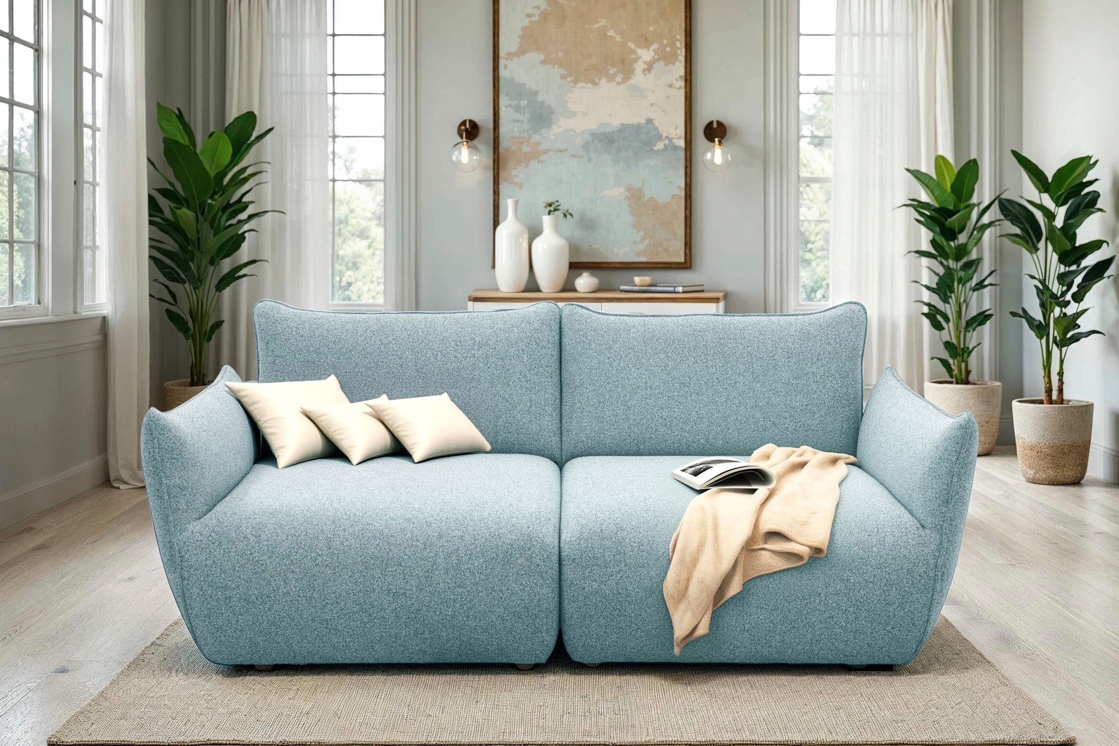 DOMO collection Big-Sofa »Bristol in 2 Breiten, Taschenfederkern für hohen Sitzkomfort« Breite 194cm. Pflegeleichter Strukturstoff