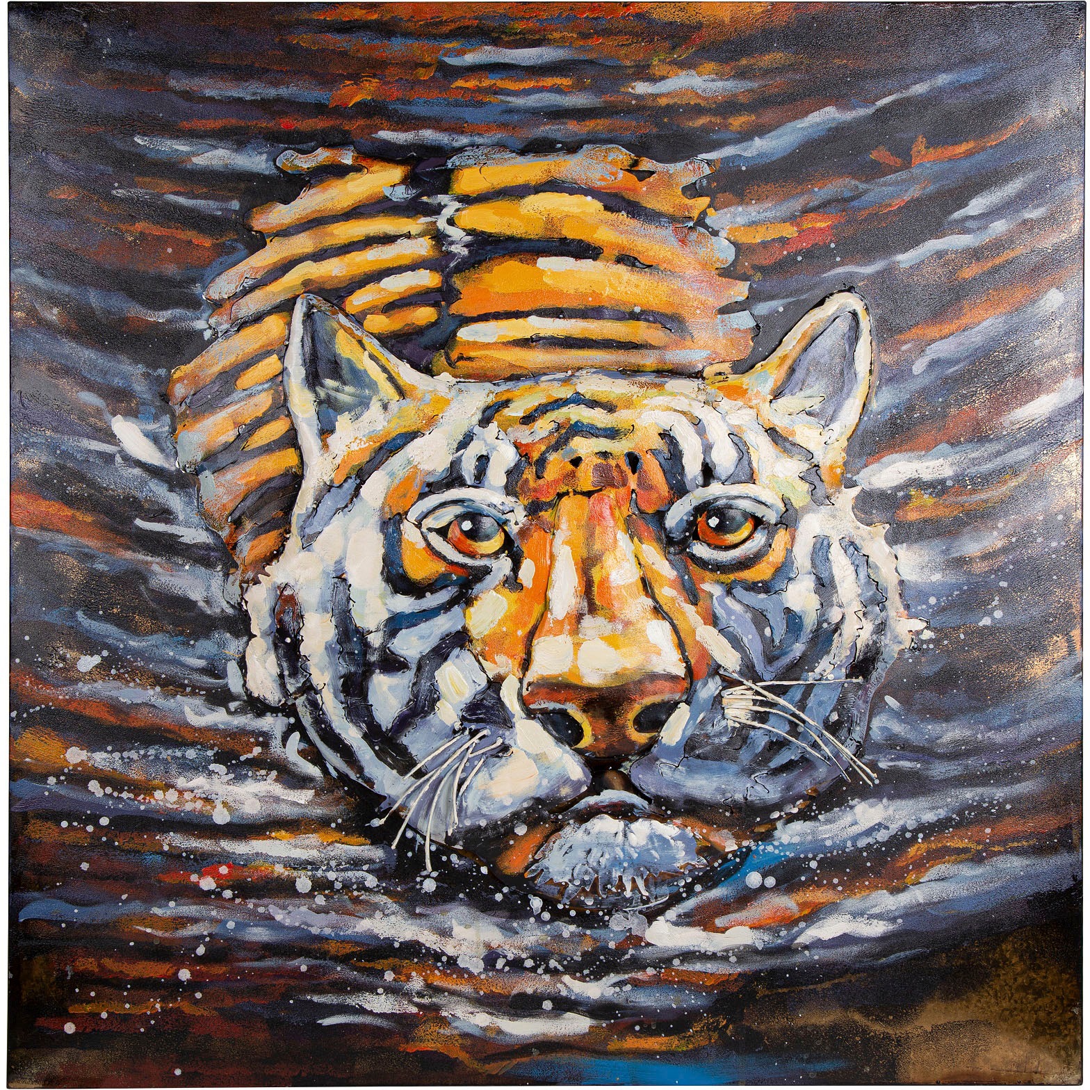 Image of Spiegelprofi GmbH Metallbild »DEMI«, Tiger, (1 St.), schwimmender Tiger bei Ackermann Versand Schweiz