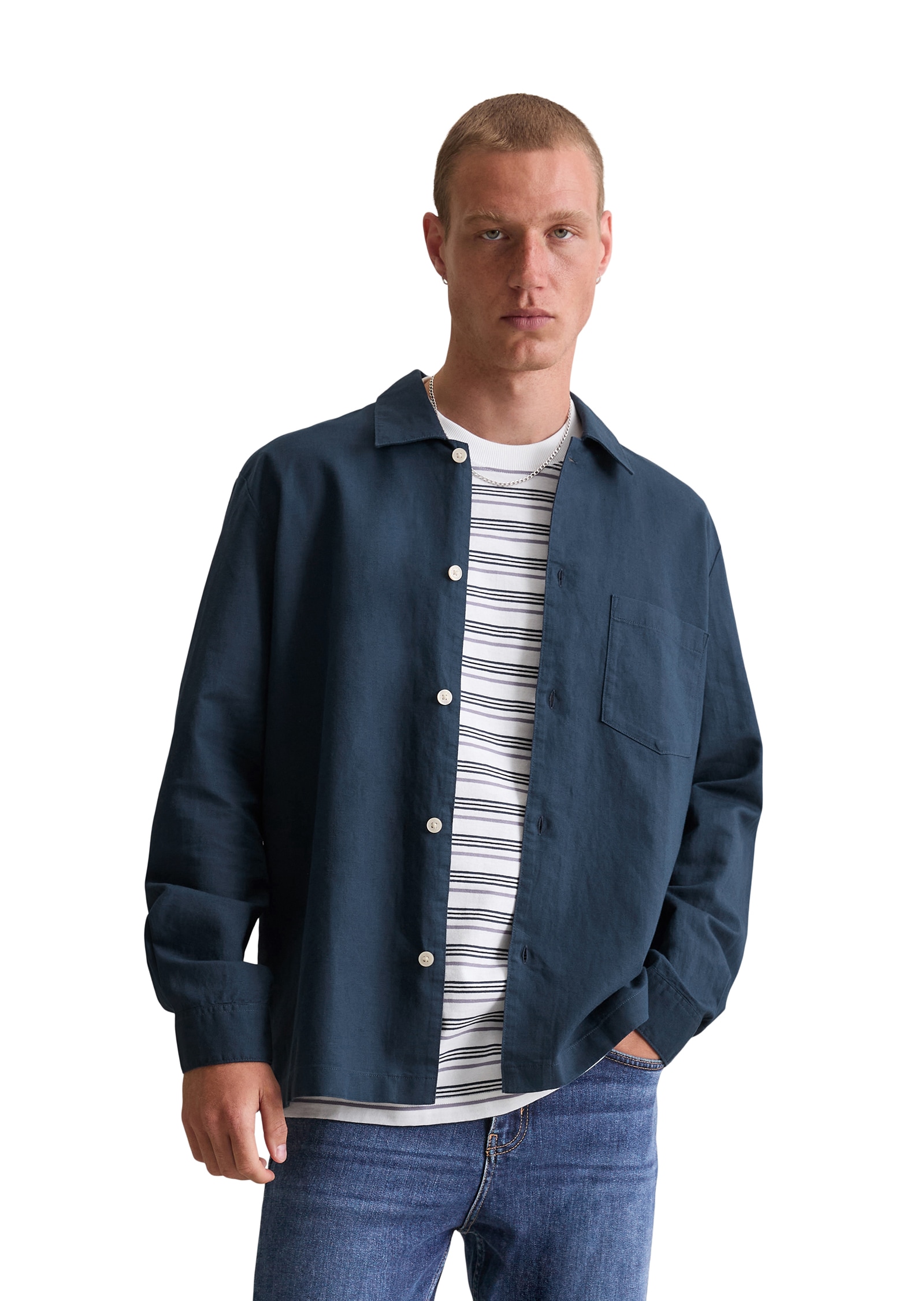 Image of Marc OPolo DENIM Langarmhemd relaxed, Leinenmischung
