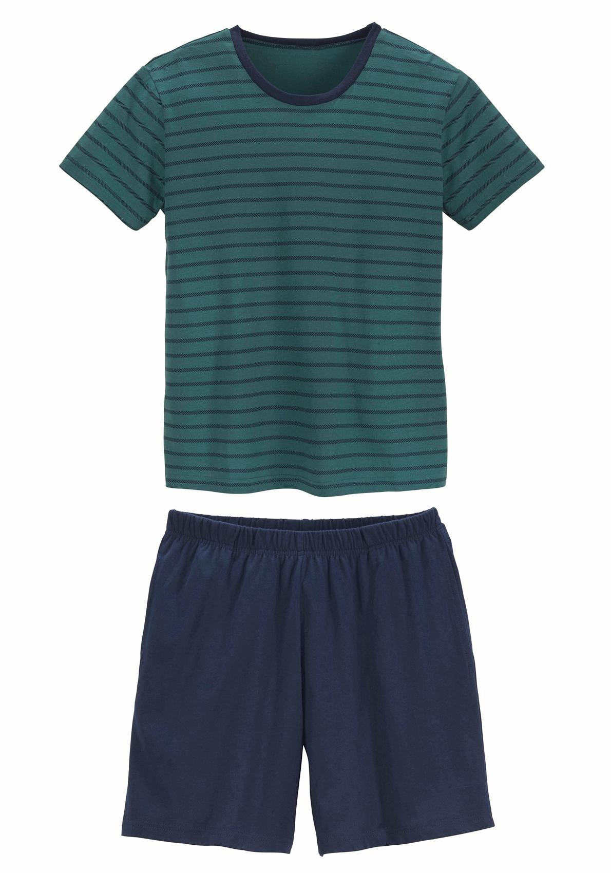 Image of le jogger Pyjama 2 tlg. kurzer Schlafanzug, gestreift, mit Rundhals-Ausschnitt, aus Baumwolle