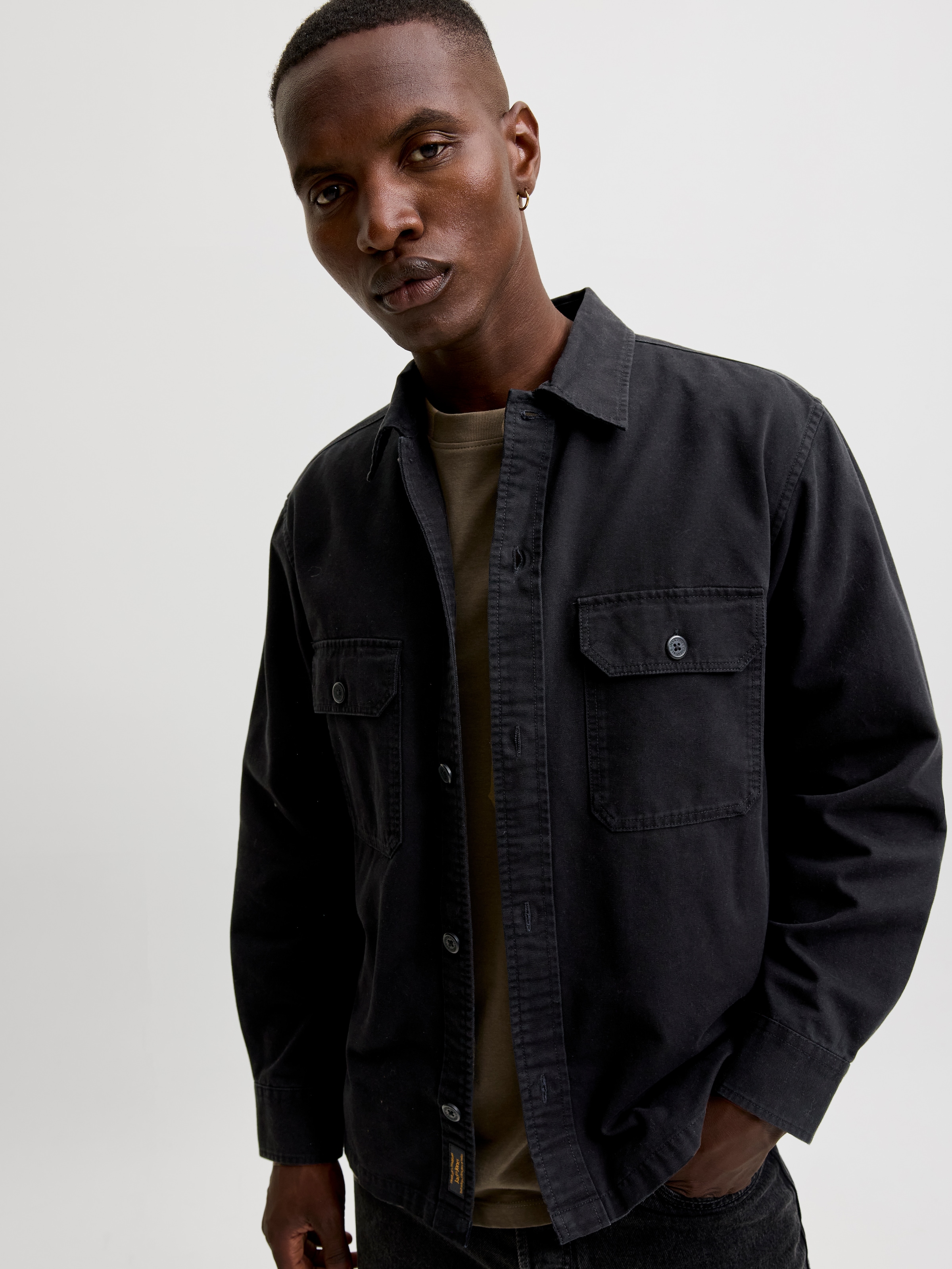 Jack & Jones Langarmhemd »JJECOLTON CANVAS OVERSHIRT LS SN« Baumwolle, Overshirt in lockerer Passform