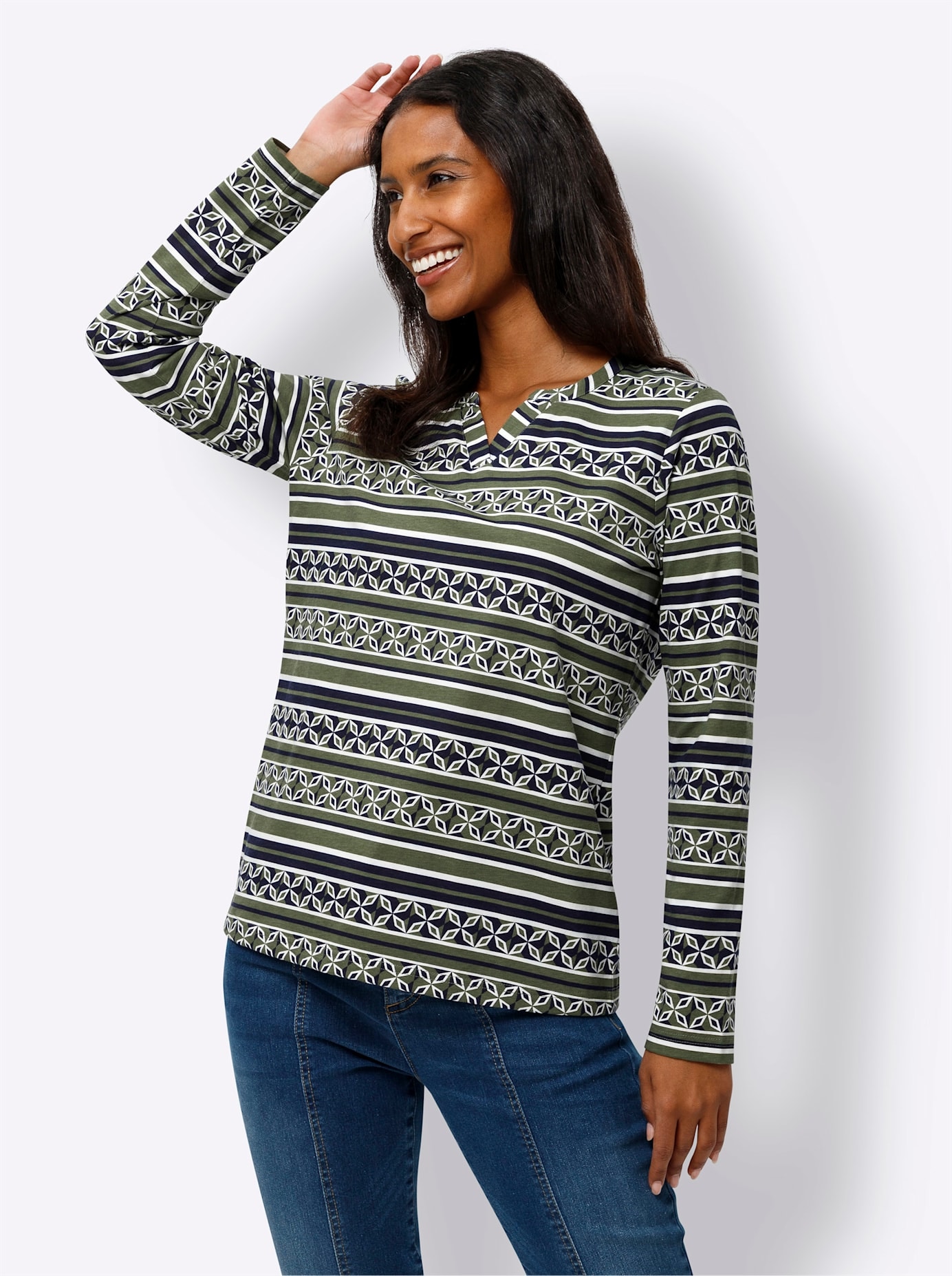heine Langarmshirt »Druck-Shirt«, (1 tlg.)