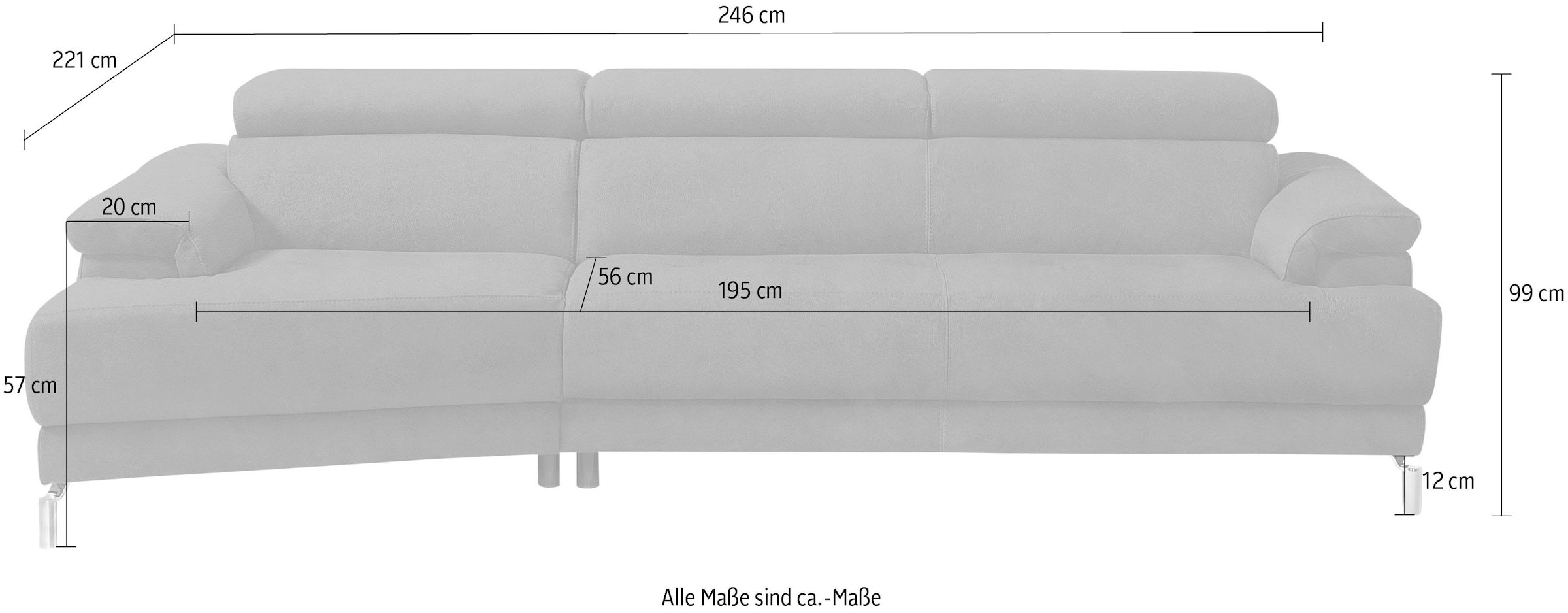 Egoitaliano Ecksofa »Soul, extravagantes Designsofa, Megasofa, super bequem, tolle Details«, mit Trapez-Abschlusselement, inkl verstellbarer Kopfteile