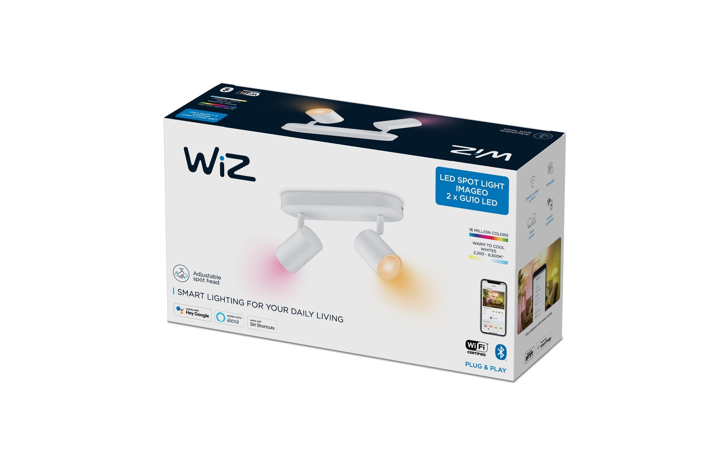 WiZ LED Deckenspot »Tunable White & Color«, Leuchtmittel GU10 | LED wechselbar