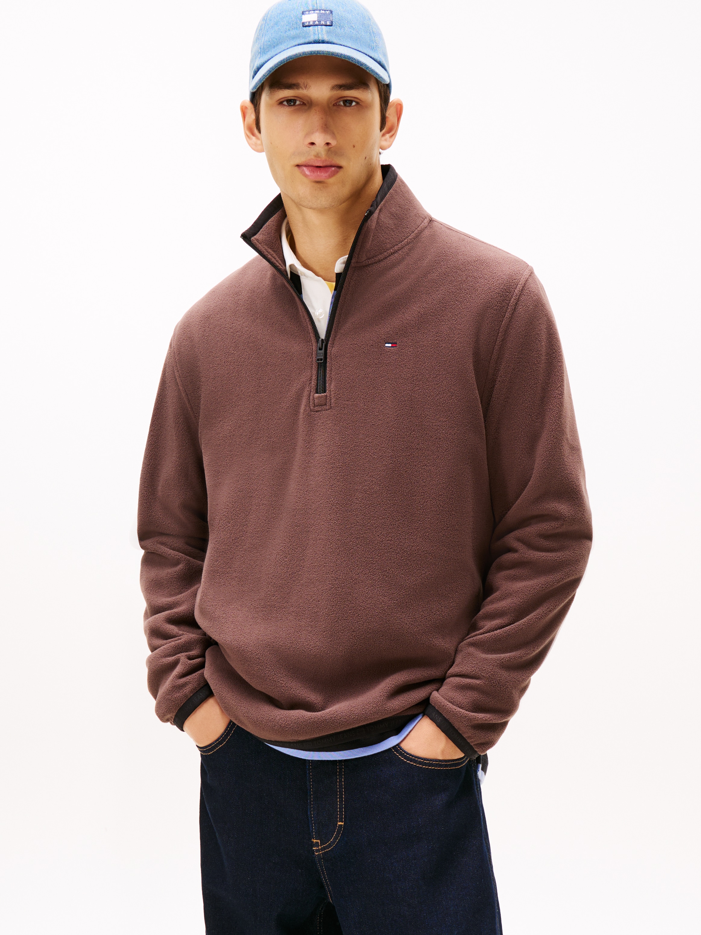 Image of Tommy Jeans Fleecepullover "TJM FLAG POLAR FLEECE", normale Passform, Troyer