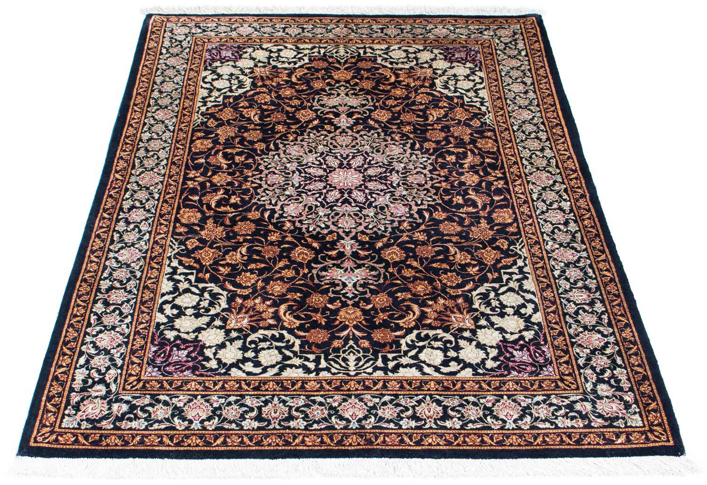 Image of morgenland Orientteppich »Perser - Ghom - 149 x 100 cm - dunkelblau«, rechteckig, 10 mm Höhe, Wohnzimmer, Handgeknüpft, Einzelstück mit Zertifikat bei Ackermann Versand Schweiz