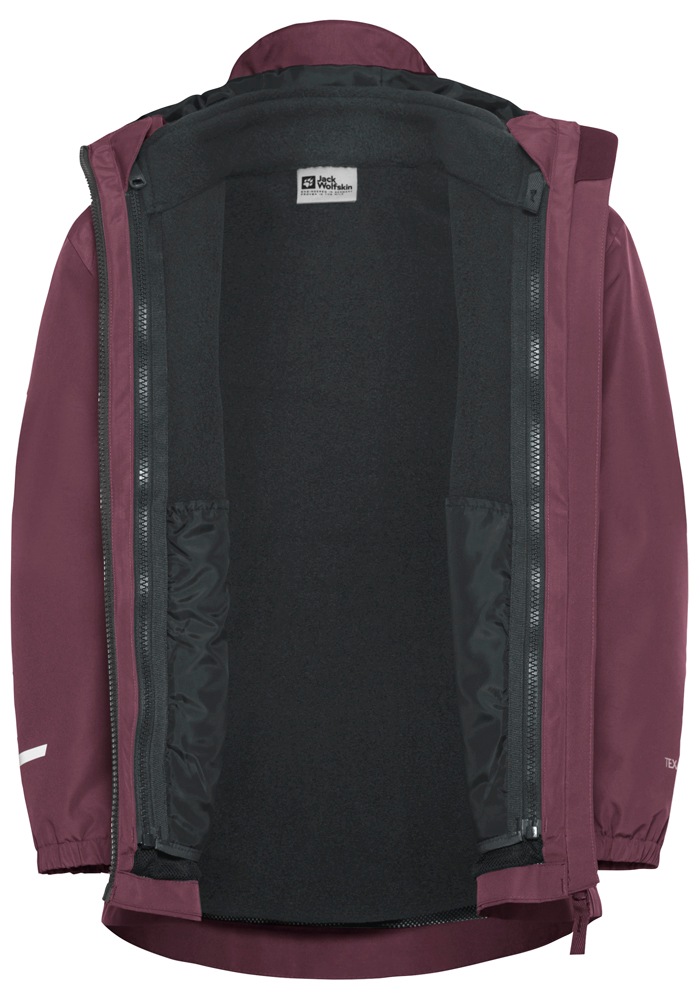 Jack Wolfskin Veste fonctionnelle 3 en 1 »ICELAND 3IN1 JACKET K« avec capuche pour enfants, avec capuche fixe, respirant, coupe-vent, imperméable