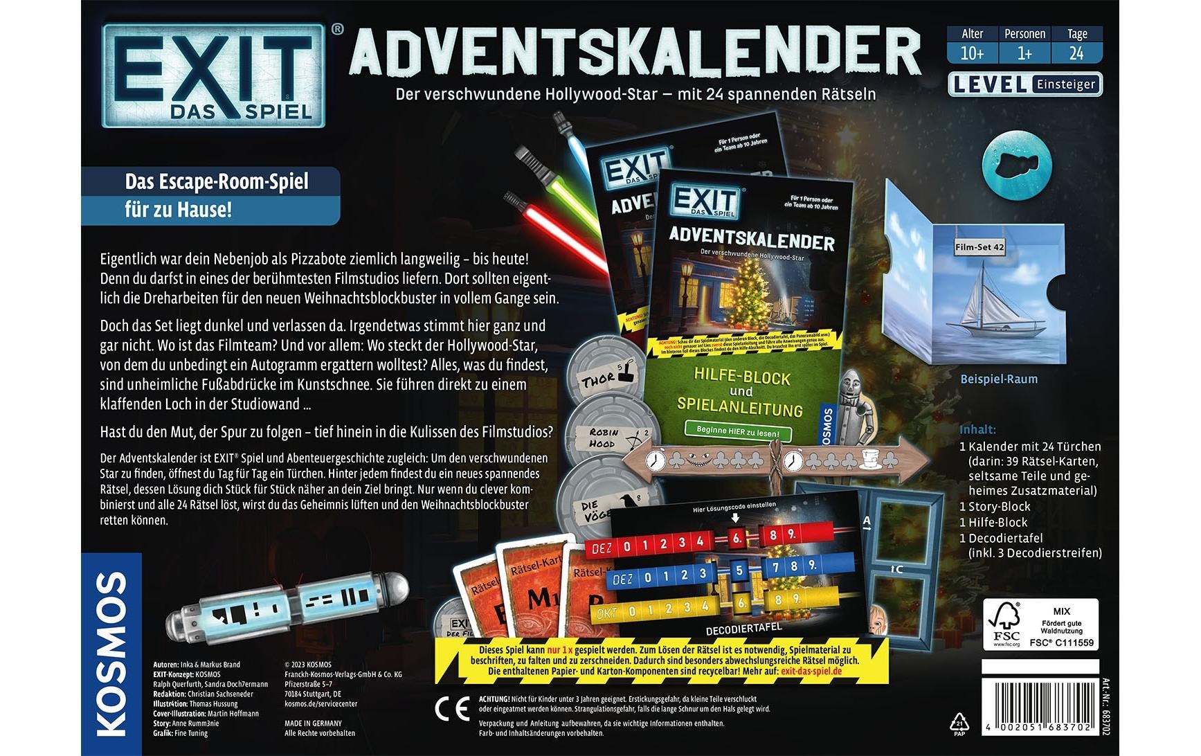 Kosmos Spielzeug-Adventskalender »EXIT 2023 -DE-«, ab 10 Jahren