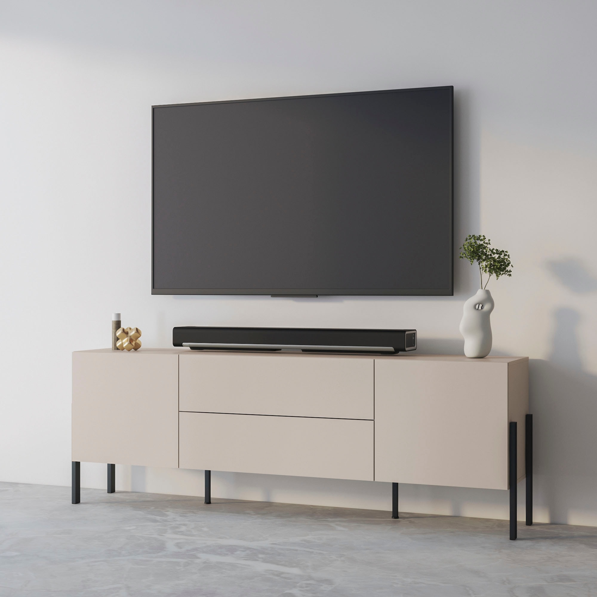 INOSIGN Lowboard »Jukon,Breite 200 cm, moderne grifflose TV-Kommode,2 Türen/2 Schubladen«, TV-Schrank mit viel Stauraum, TV-Board, push-to-open-Funktion