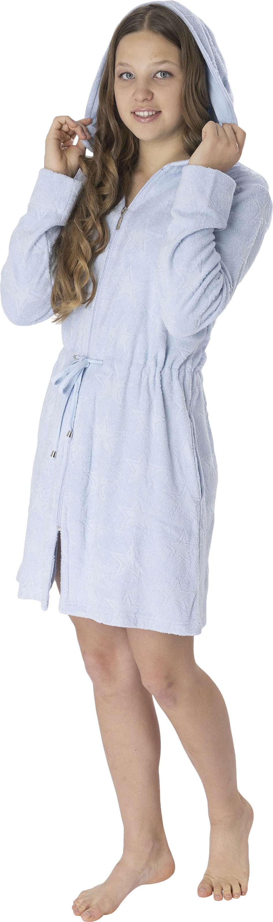 Image of Wewo fashion Damenbademantel »6025«, (1 St.), Badejacke, mit Kapuze, Reissverschluss & Tunnelzug zum Binden, kurz bei Ackermann Versand Schweiz