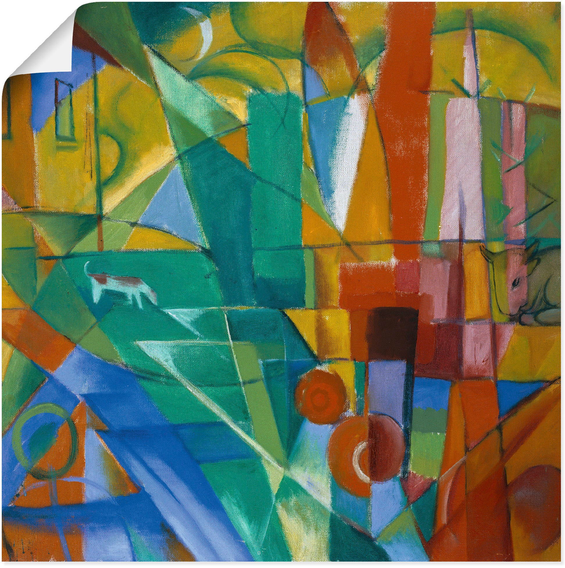 Image of Artland Wandbild »Landschaft mit Haus Hund und Rind. 1914.«, Muster, (1 St.), in vielen Grössen & Produktarten - Alubild / Outdoorbild für den Aussenbereich, Leinwandbild, Poster, Wandaufkleber / Wandtattoo auch für Badezimmer geeignet bei Ackermann Versa