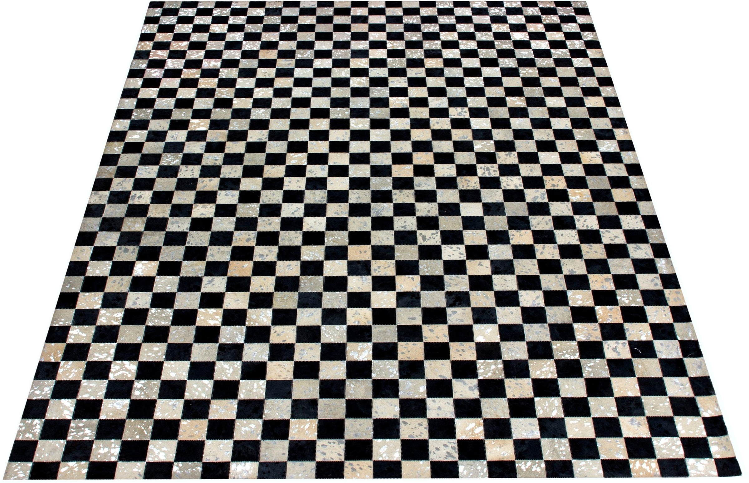 Image of Bruno Banani Lederteppich »Beron«, rechteckig, 8 mm Höhe, Schachbrettmuster, echt Leder, flacher Teppich, ideal im Wohnzimmer & Esszimmer bei Ackermann Versand Schweiz