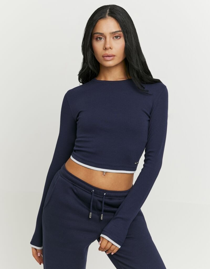 Image of Tally Weijl Langarmshirt "STSCOCUFFA" Baumwollmischung, Basic Shirt, bauchfrei