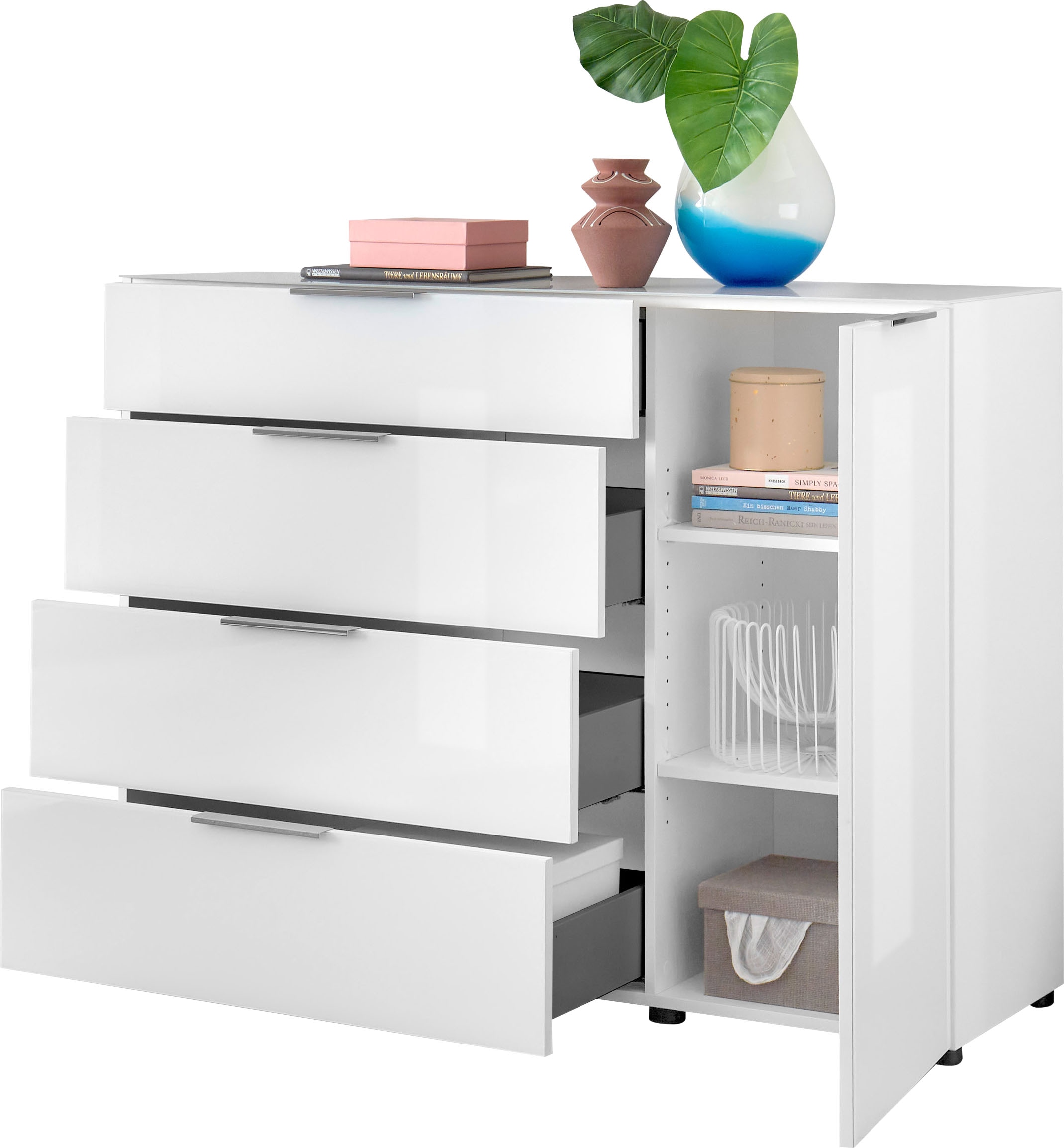 HBZ Commode »Santorin, BxHxT 135x99x40 cm« 1 cuis tlg. Breite 135cm, Softclose für Türen und Schubkästen, Melaminbeschichtung