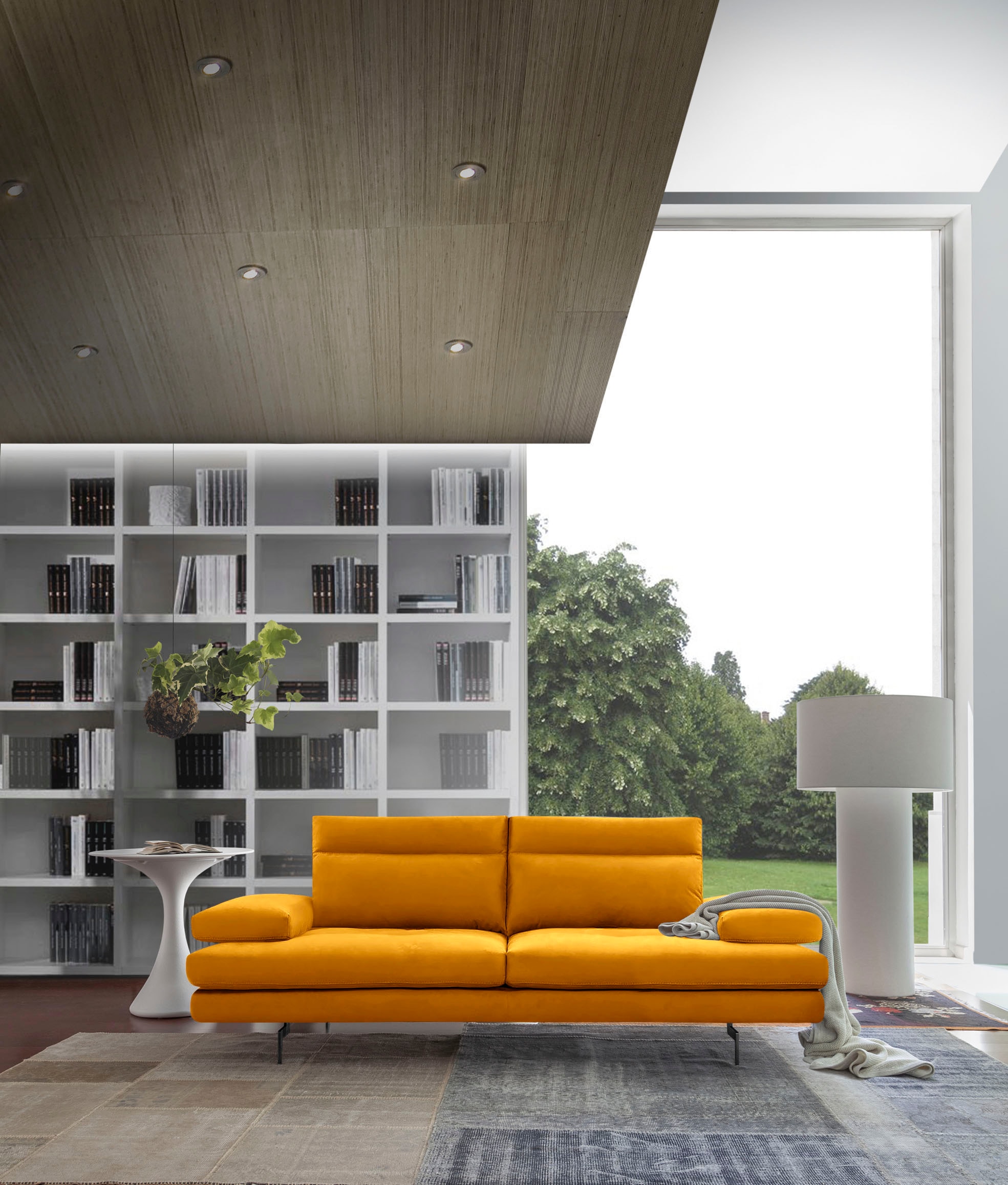 CALIA ITALIA 3,5-Sitzer »Toby Wing, italienisches Designsofa, super bequem, Megasofa«, inkl. Sitztiefenverstellung und Armteilfunktion, Füsse in Schwarz matt