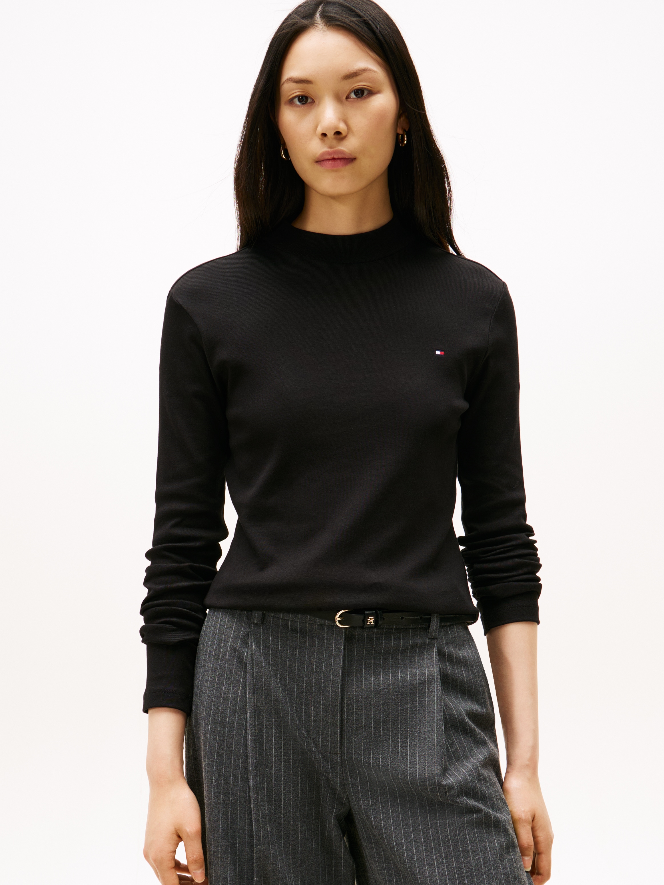 Image of Tommy Hilfiger Langarmshirt "SLIM CODY MOCK-NK LS" Baumwolle, slim fit