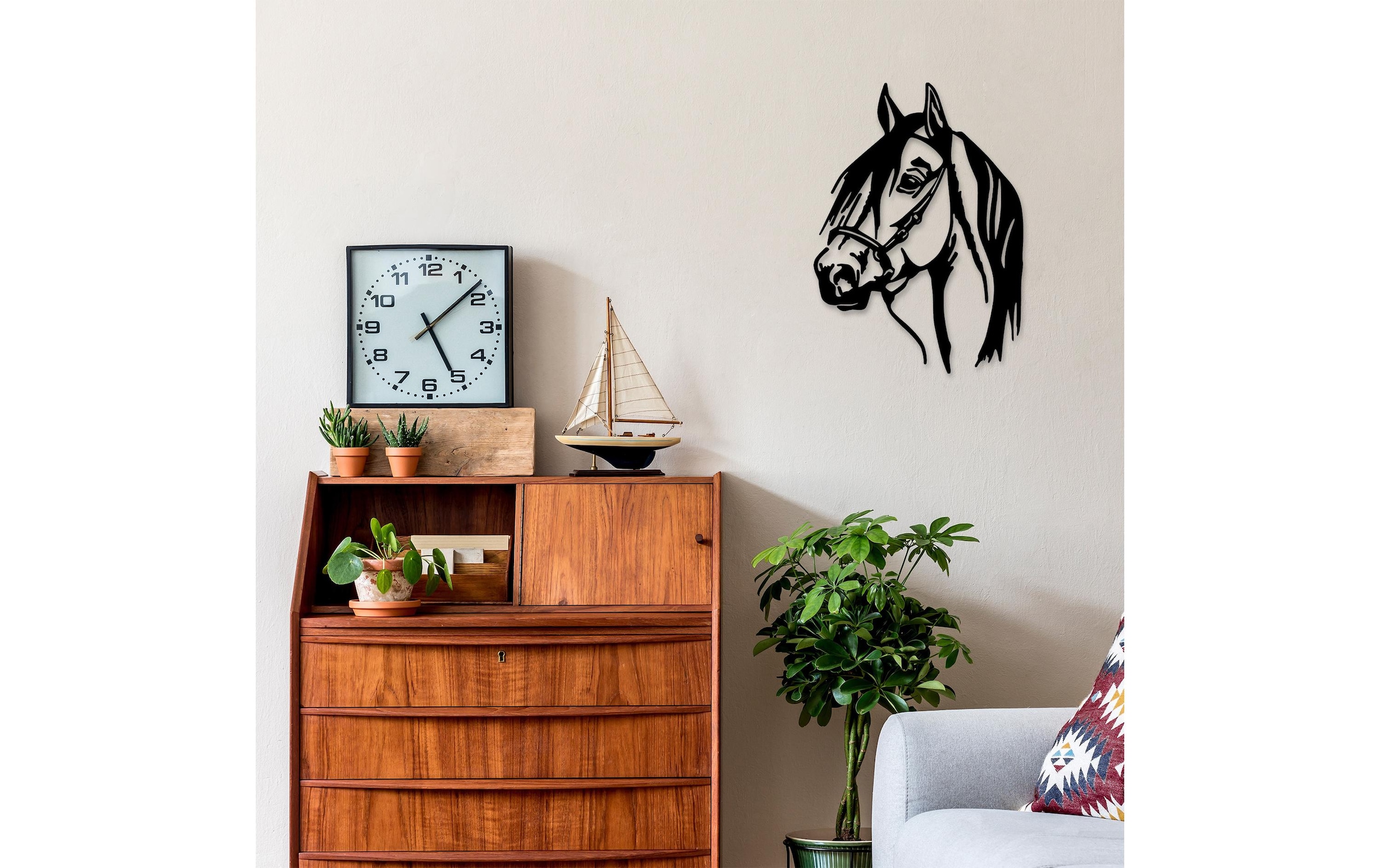 Wanddekoobjekt »Wallxpert Horse 40 x 55 cm Metall«