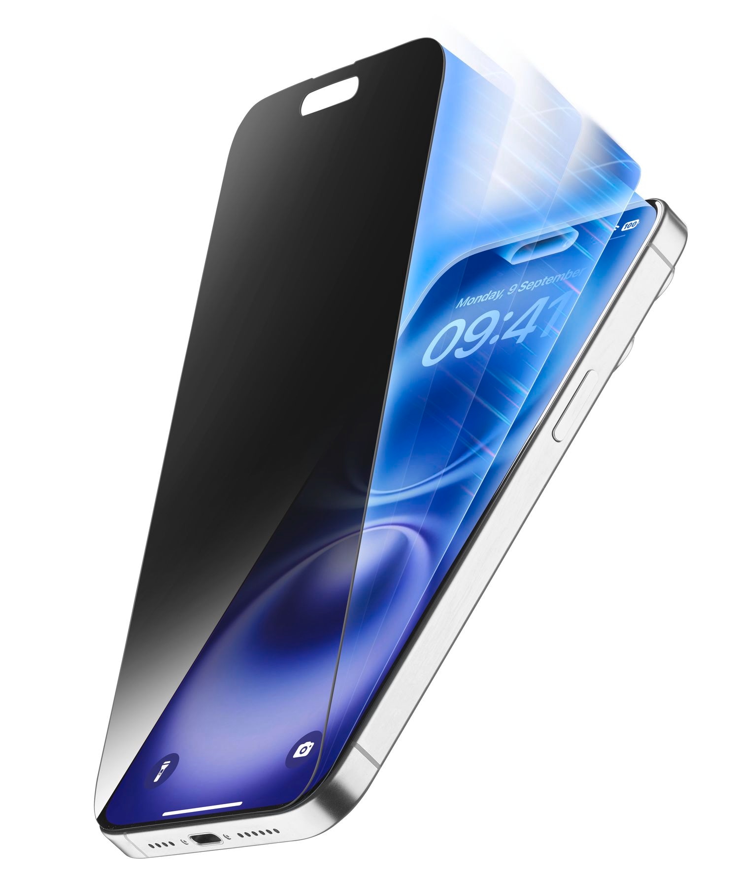 Cellularline Displayschutzglas »TOP SECRET ECLIPSE Screen Protector«, für Apple iPhone 16, Blickschutzfolie, Schutzfolie, Bildschirmschutz, kratz- & stossfest