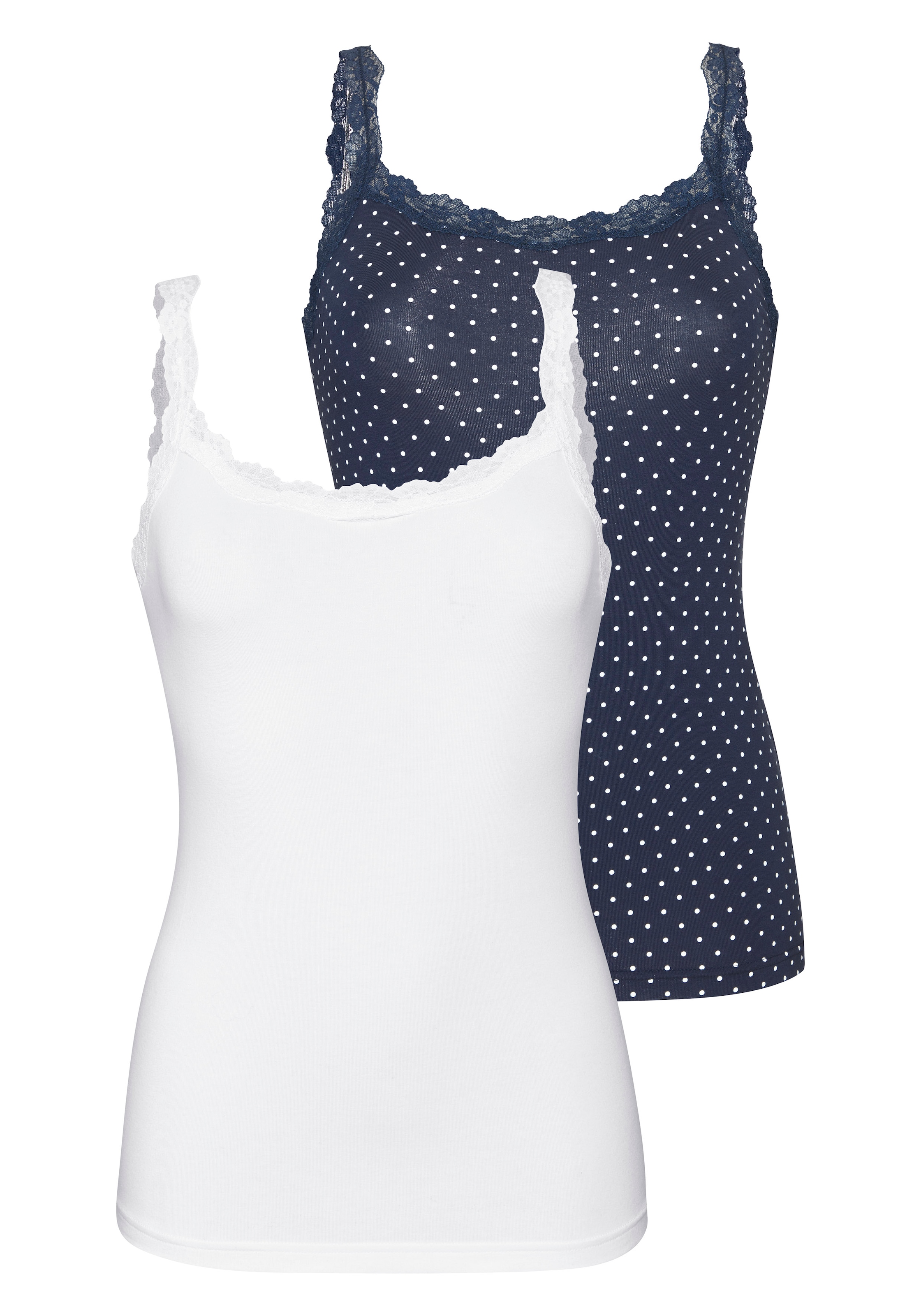 Image of LASCANA Unterhemd 2er-Pack, mit zarter Spitze, Unterziehshirt, Spaghettiträger-Top