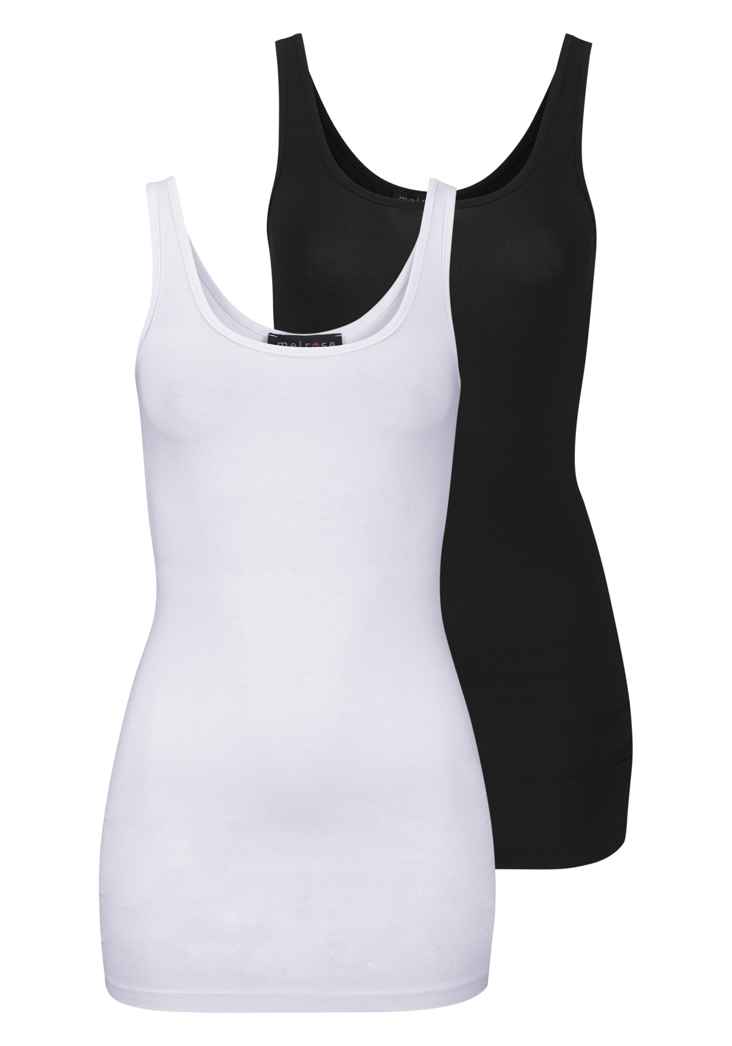 Longtop, (Packung, 2 tlg.), mit dezentem Glitzer-Logo am Rücken
