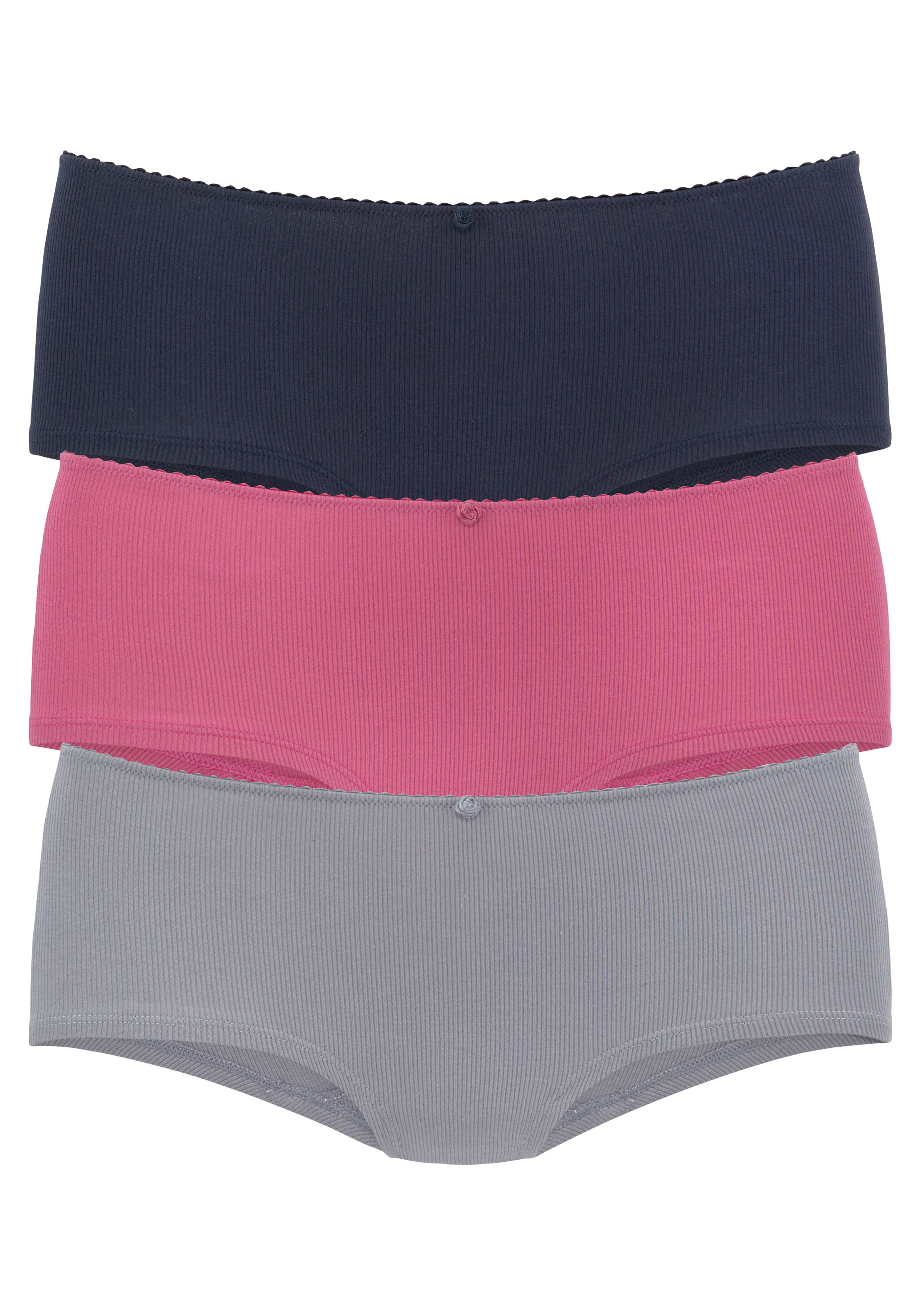 Vivance Panty, (3er-Pack), aus weicher und elastischer Rippware, mit zartem Röschen vorn