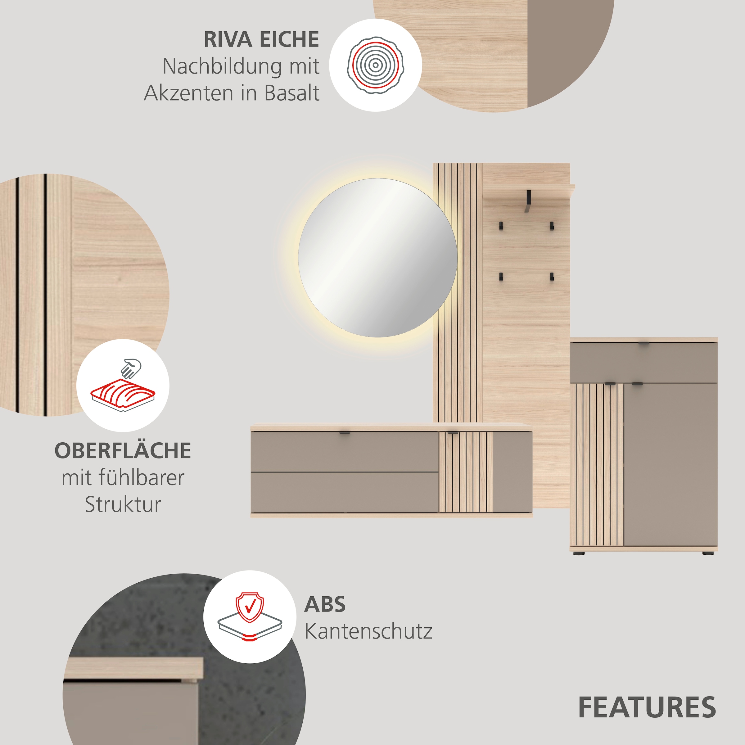 Innostyle Armoire à chaussures »PISA Schuhschrank« 1 cuis tlg. Fermeture douce, bord AB, 1 tiroir, 4 compartiments