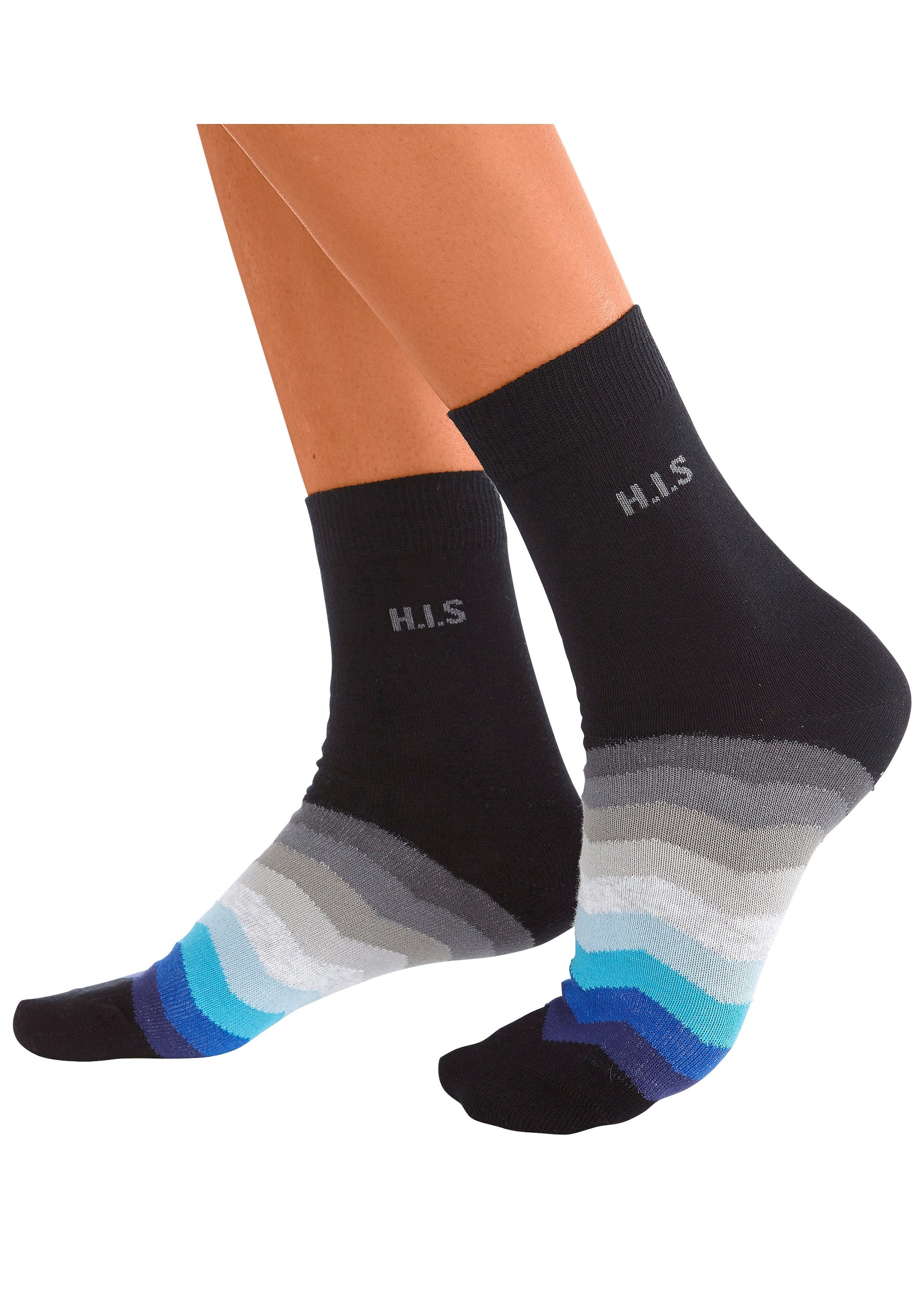 H.I.S Basicsocken, (Packung, 7 Paar), mit schwarzem Schaft