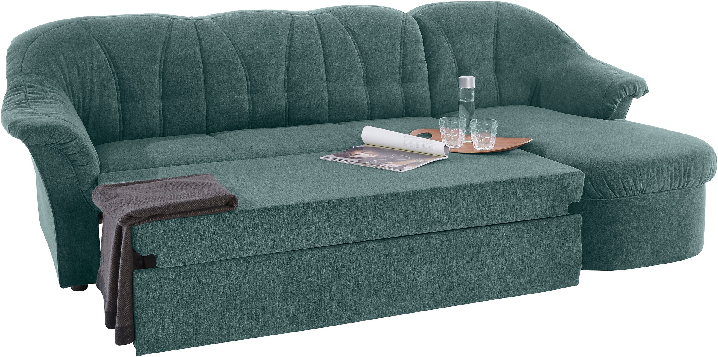 DOMO collection Ecksofa »Pegnitz, elegante Rückensteppung, komfortabel, L-Form«, wahlweise mit Bettfunktion