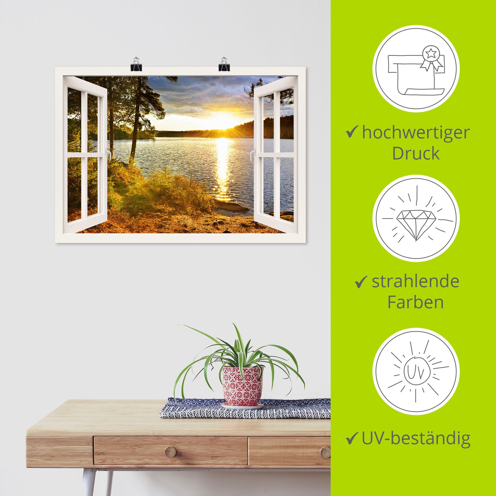 Artland Wandbild »Sonnenuntergang im Algonquin Park«, Fensterblick, (1 St.), als Leinwandbild, Poster, Wandaufkleber in verschied. Grössen