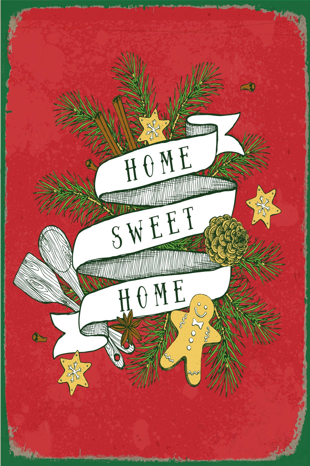 queence Metallbild »Home Sweet Home« Schriftzug | Schriftzüge | Weihnachten 1 Stk. tlg. Stahlschilder