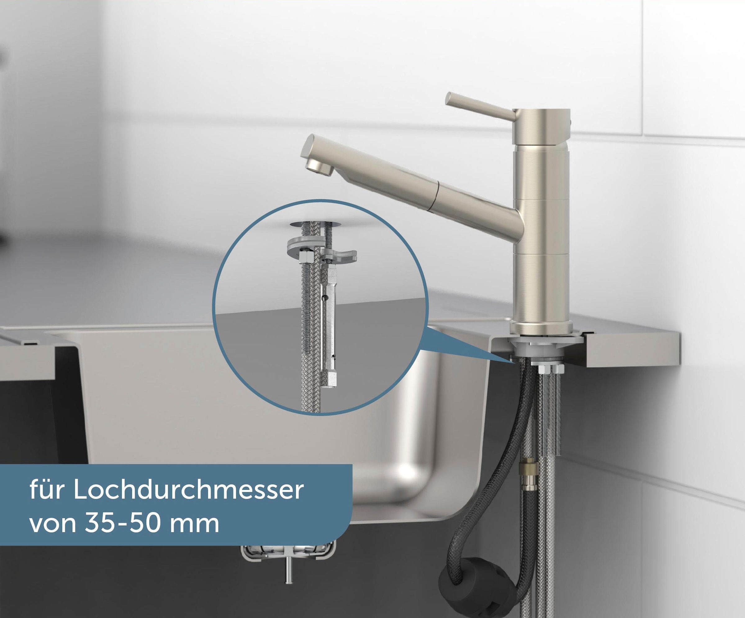 Schütte Spültischarmatur »UNICORN«, (Mischbatterie), Hochdruck Küchenarmatur mit Geschirrbrause, Wasserhahn ausziehbar