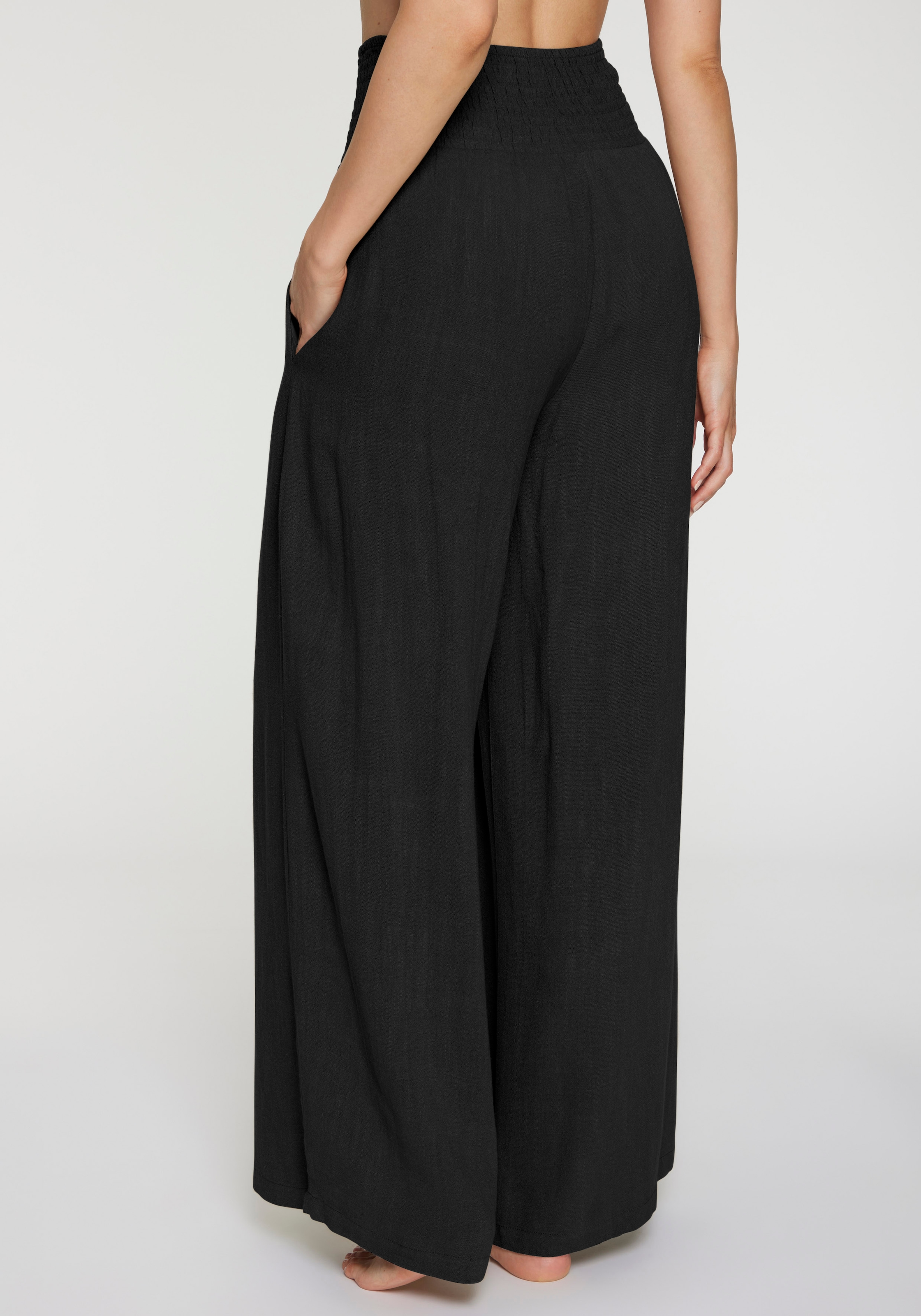 French Connection Pantalon en lin »mit hohem Smokbund«  pantalon palazzo large pour l'été, pantalon ample à enfiler, pantalon de plage