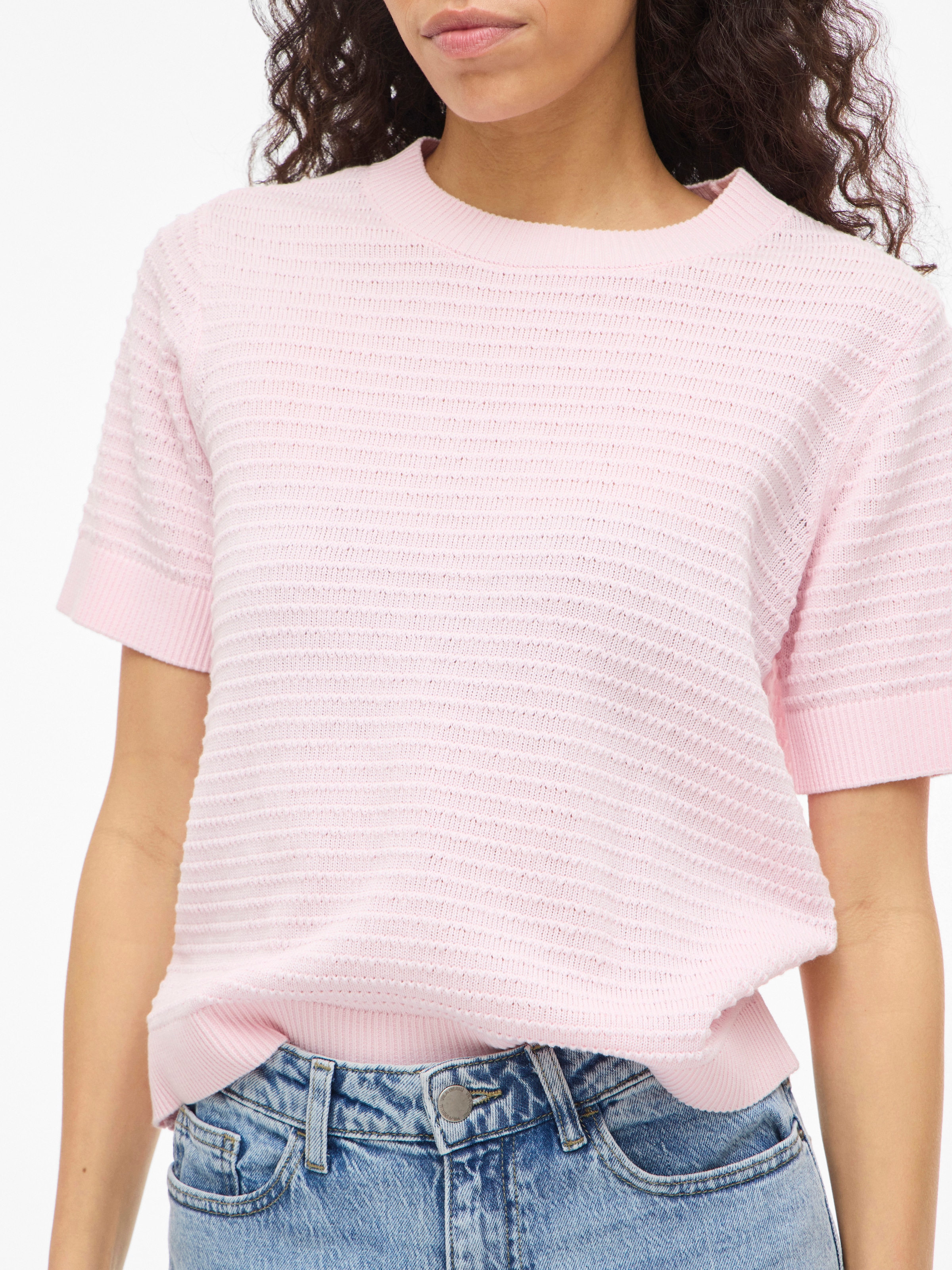 Vila Pull à manches courtes »VILOLLO O-NECK S/S DETAIL KNIT TOP- NOOS«