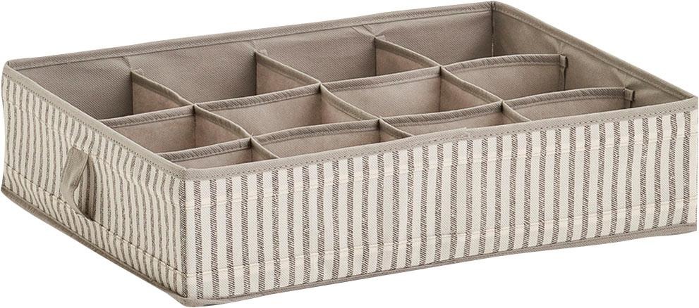 Zeller Present Aufbewahrungsbox "Stripes" 12 Fächer, faltbar, Vlies, beige
