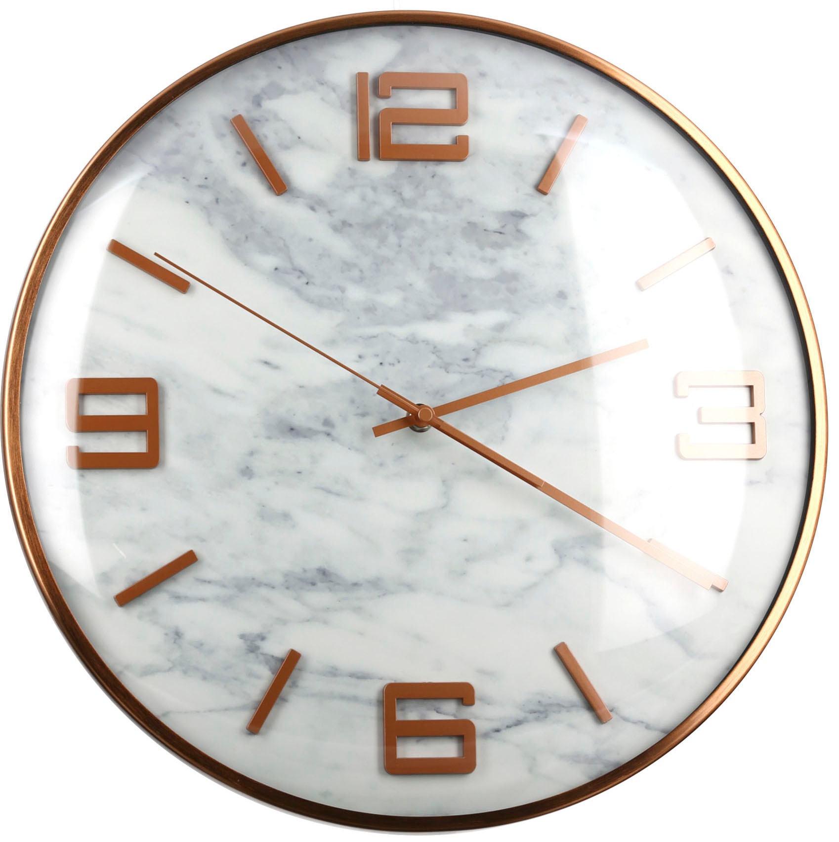 Image of GILDE Wanduhr »Marble, rose«, rund, Ø 40 cm, aus Metall, Ziffernblatt in Marmoroptik, dekorativ in Küche & Wohnzimmer bei Ackermann Versand Schweiz