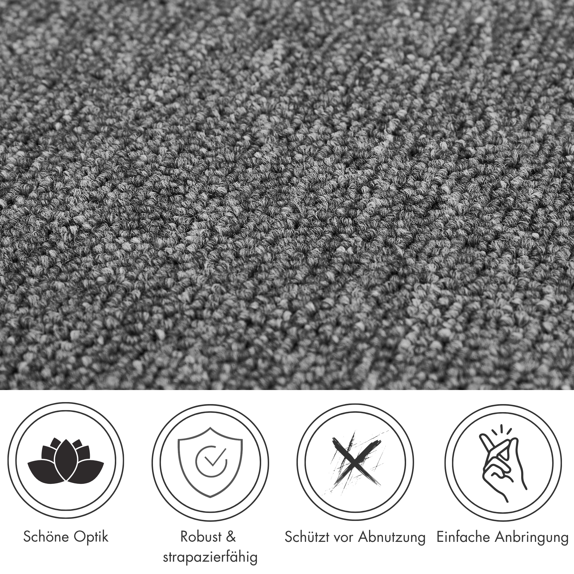 Andiamo Tapis de marche »Rambo, Made in Poland« Semicirculaire 4 mm Höhe melierte Schlinge, selbstklebend, 15 Stück in einem Set