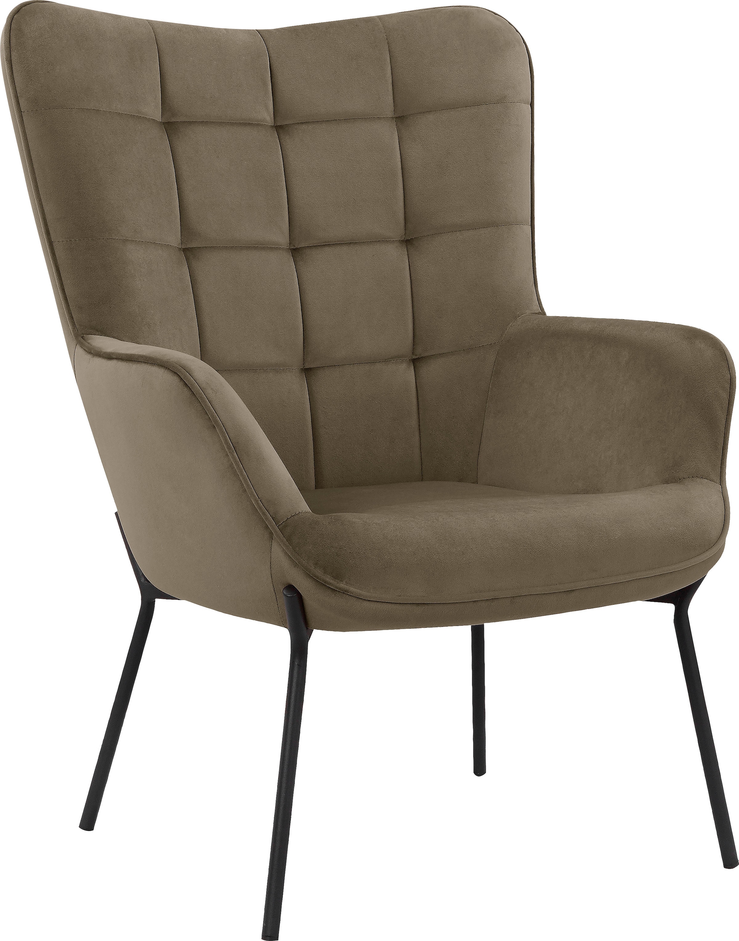 GOODproduct Fauteuil lounge »Luukas, Ohrensessel mit Metallbeinen,« 1 cuis tlg. Stoff recyceltes Polyester, Sitz und Rücken gepolstert, Sitzhöhe 46 cm