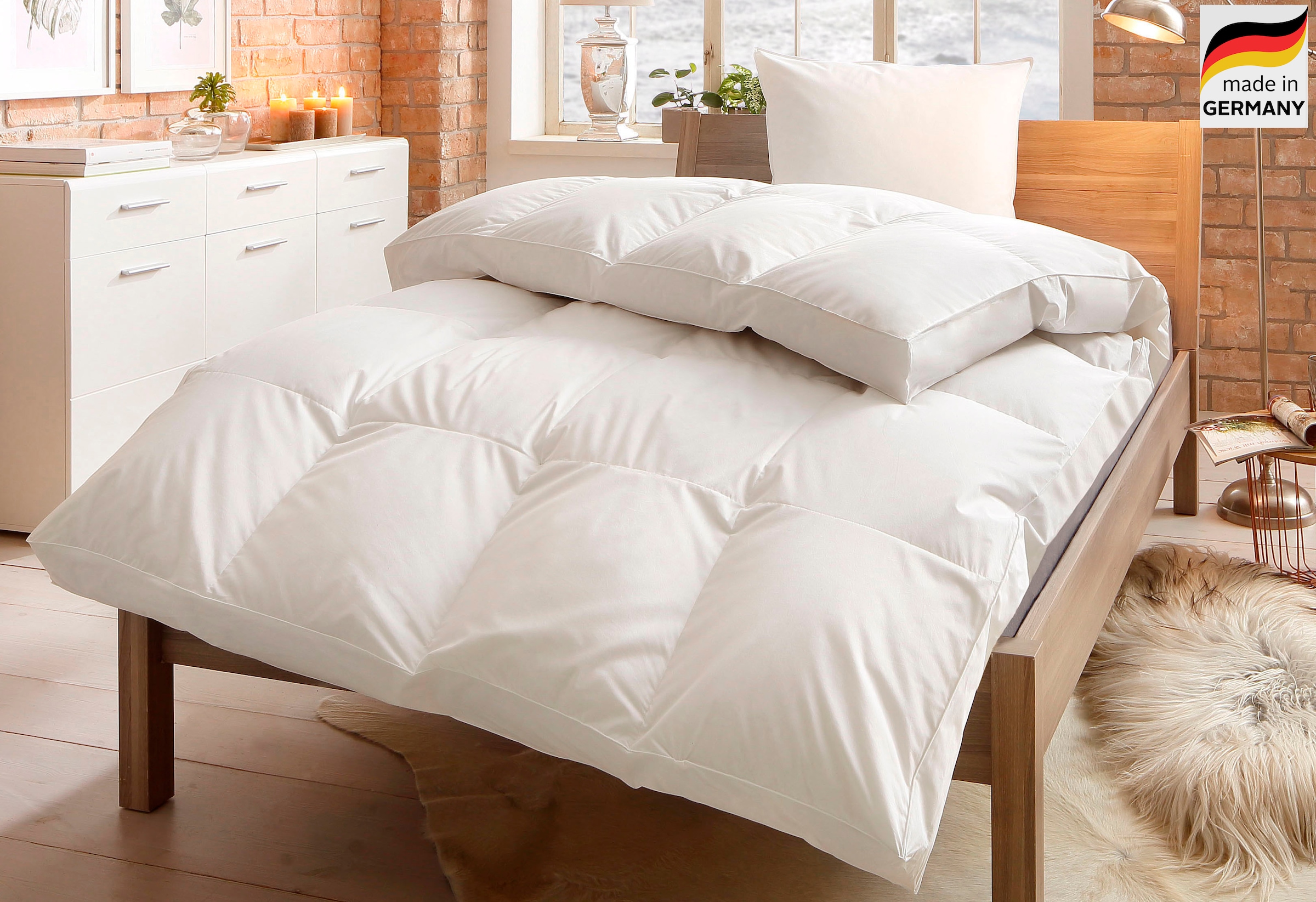 Image of GOODproduct Daunenbettdecke "Köniz, Bettdecke 135x200 cm, 155x220 cm und weitere Grössen" polarwarm Füllung 60Daunen40Federn 1 Stk. tlg. Bettdecken, Sommer, Winter, Decke ist Made in Green zertifiziert