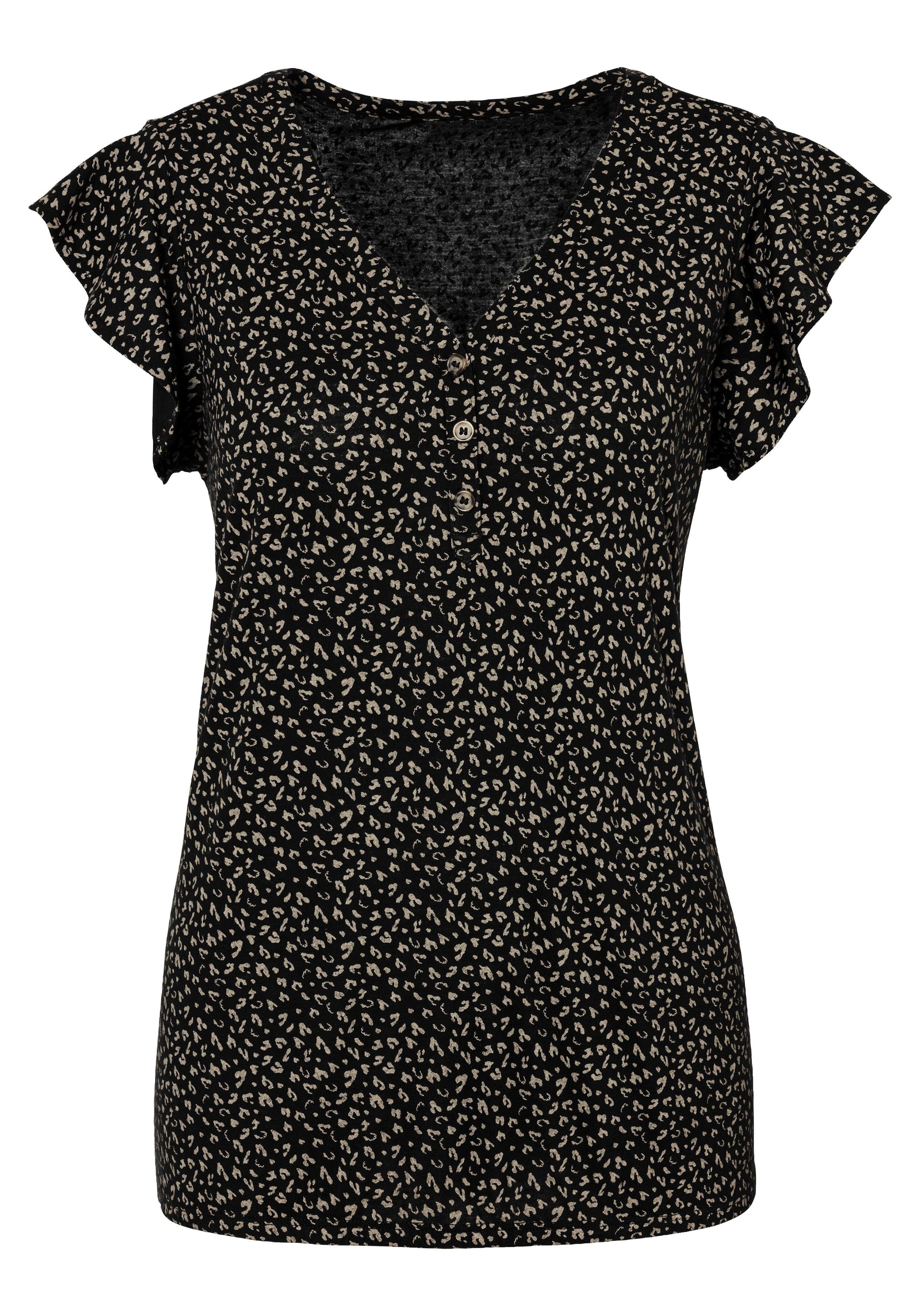LASCANA Shirttop »mit Knopfleiste und Flügelärmelchen«, (2er-Pack), aus weicher Viskose-Qualität